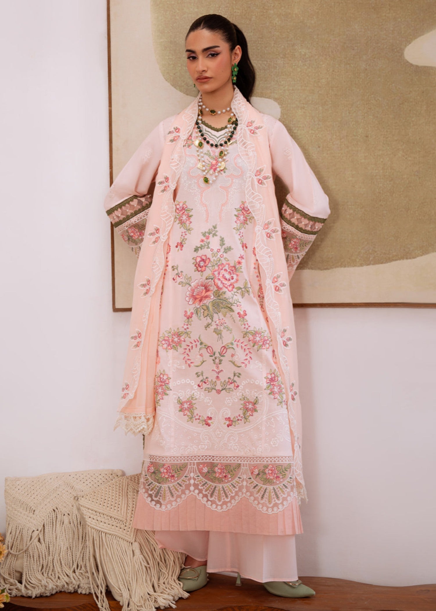 lawn Unstitched in Pastel pink