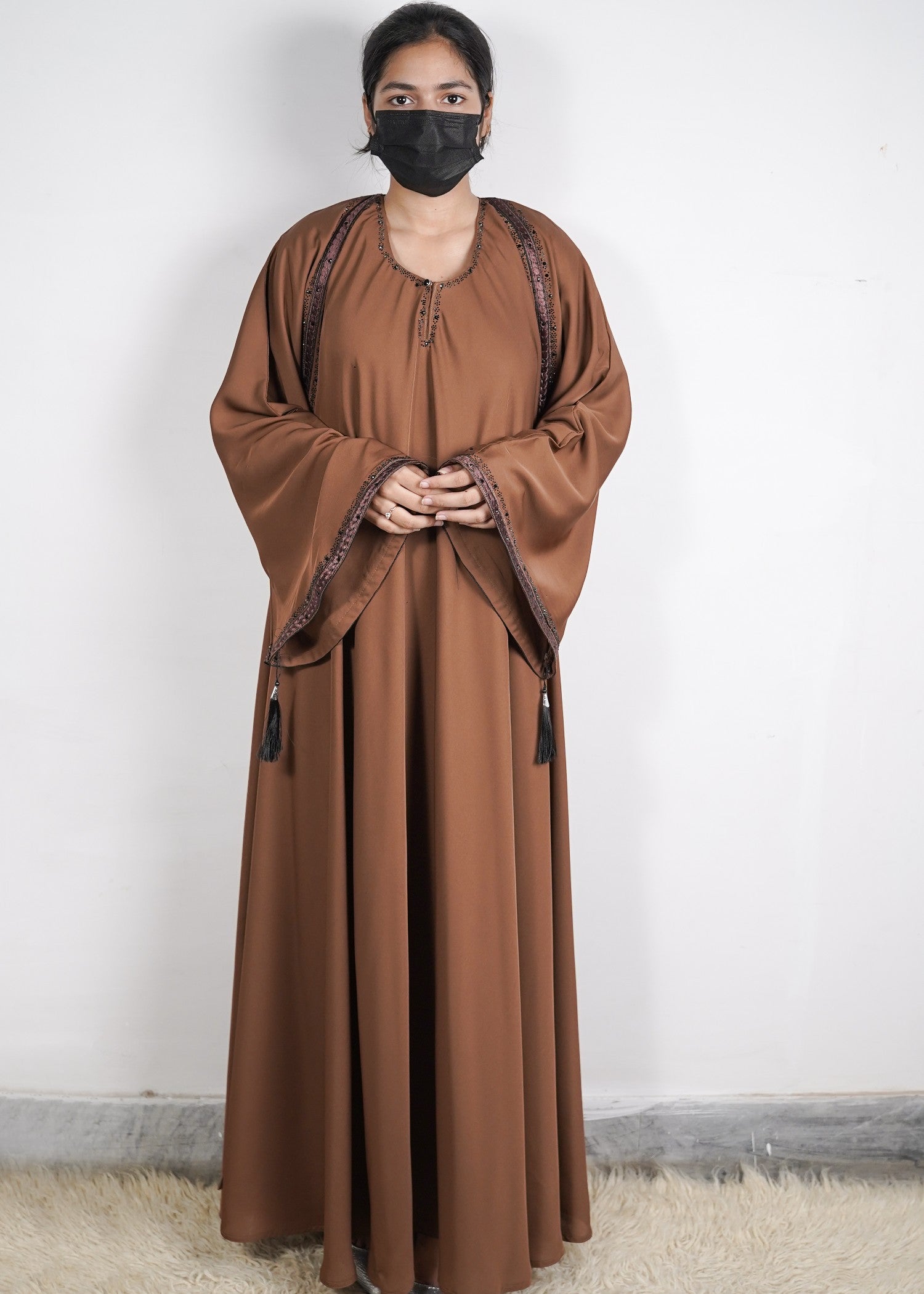 georgette silk Abaya in Brown