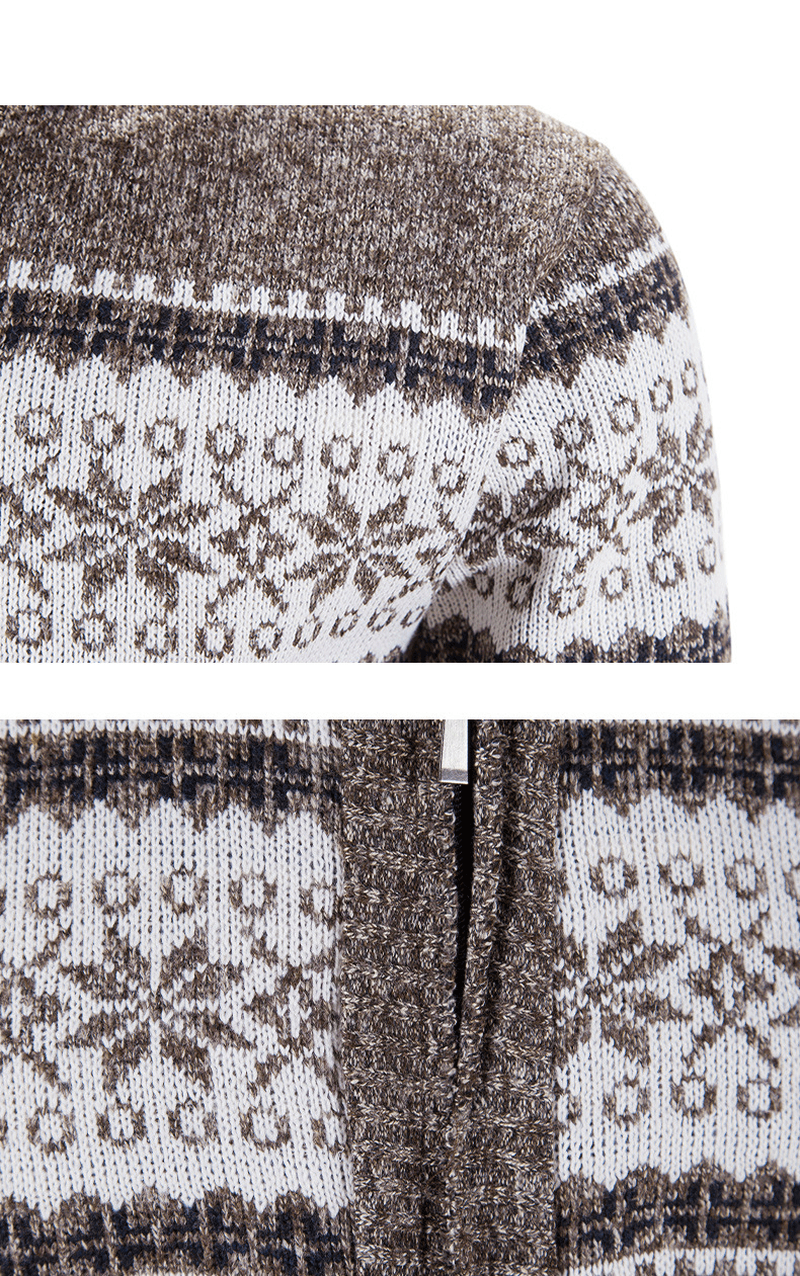 Men'S Color Block Christmas Snowflake Jacket