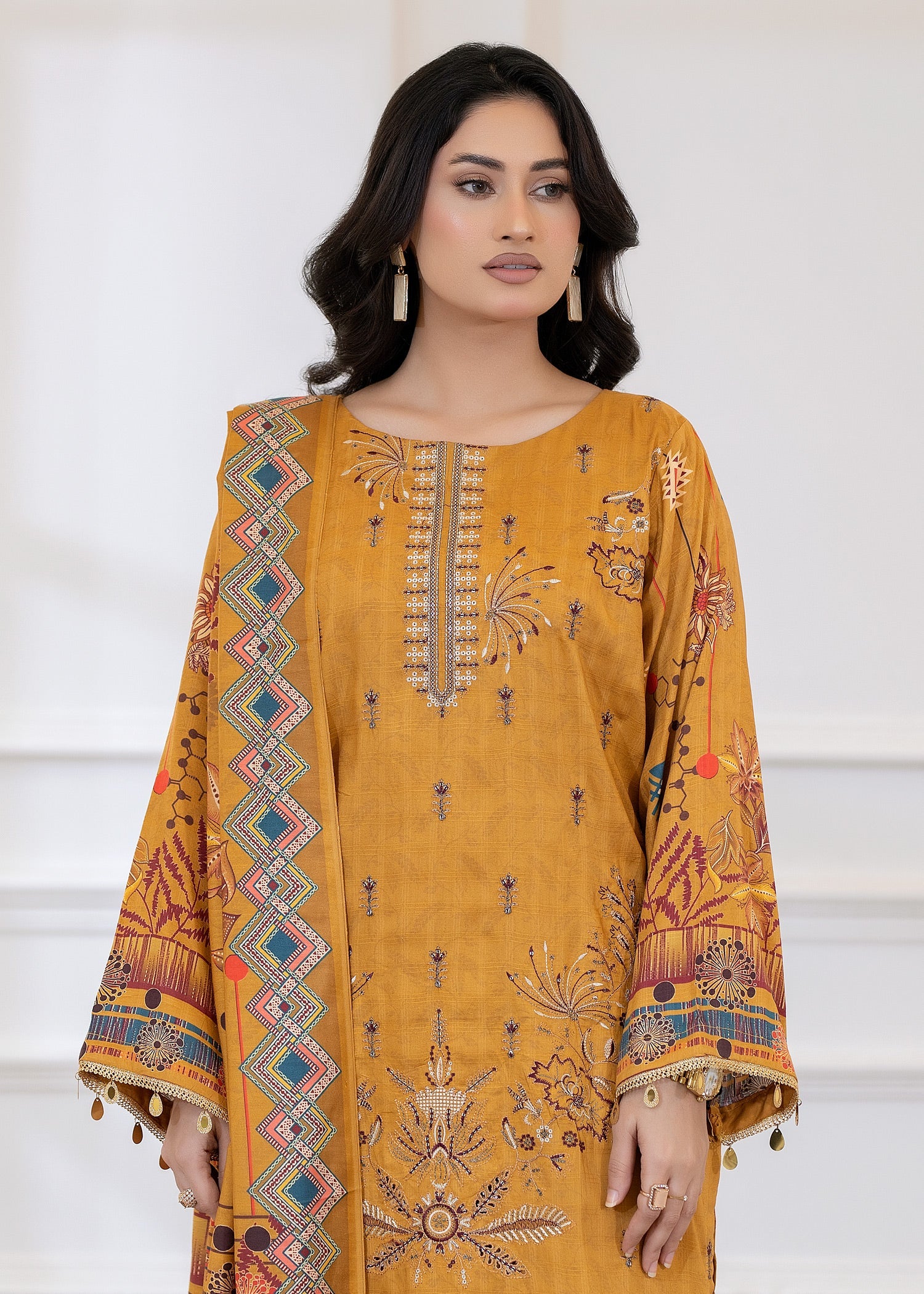 wool Kurta Set in Mustard