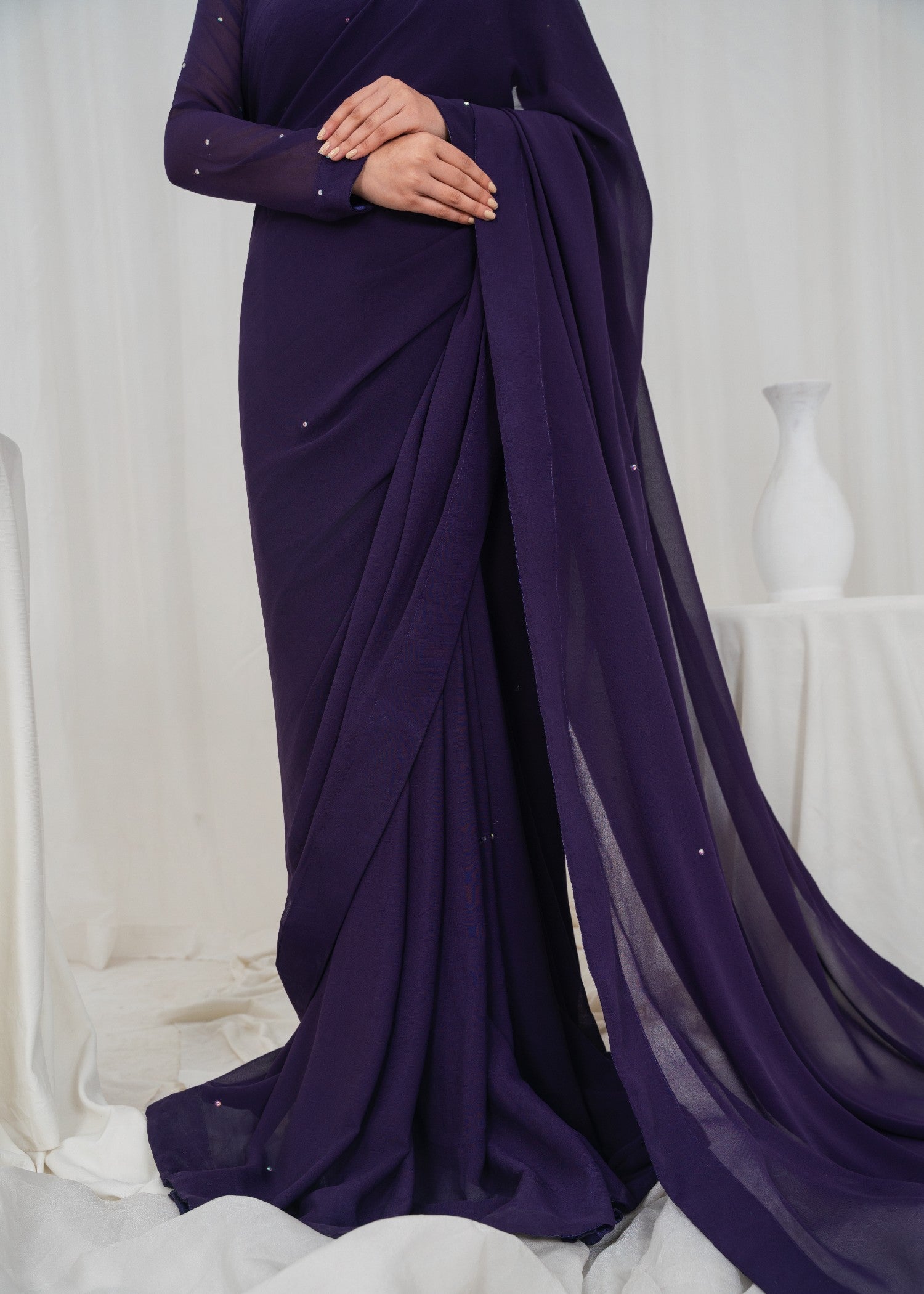 chiffon Saree in Royal purple