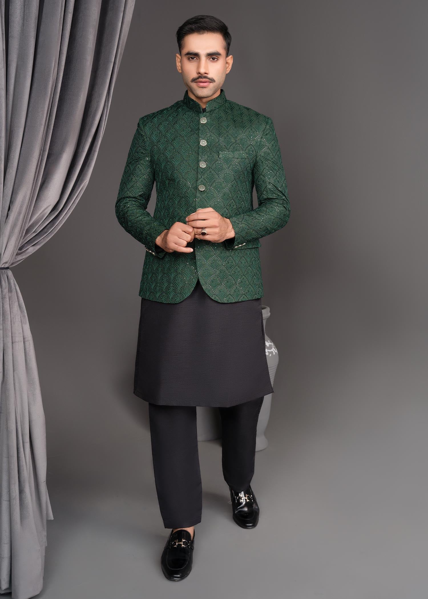 silk Prince Coat in Bottle green
