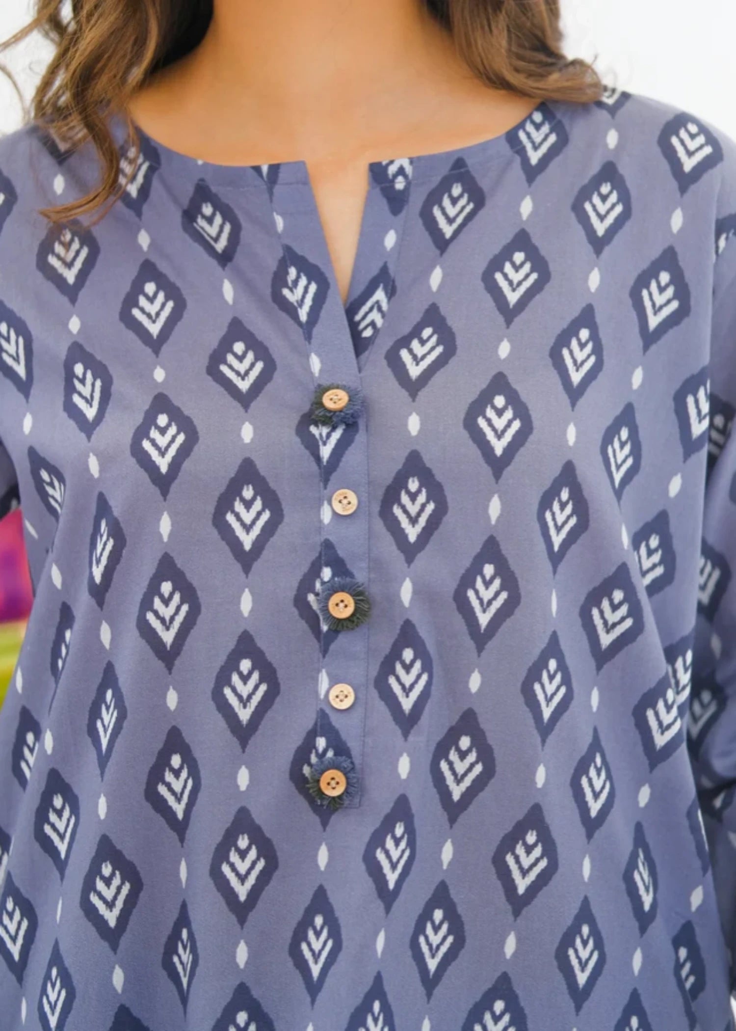 lawn Kurta Set in Steel teal