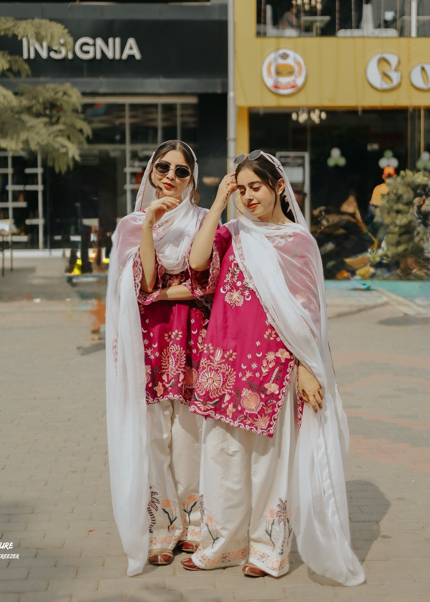 cotton Kurta Set in Magenta