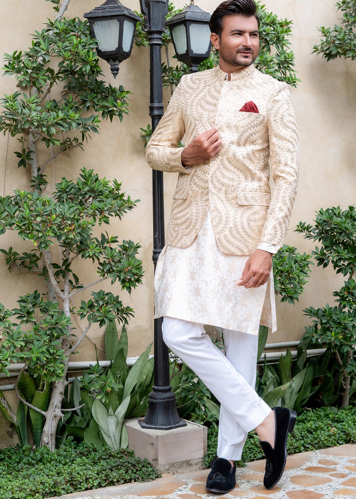 raw silk Prince Coat in Ivory