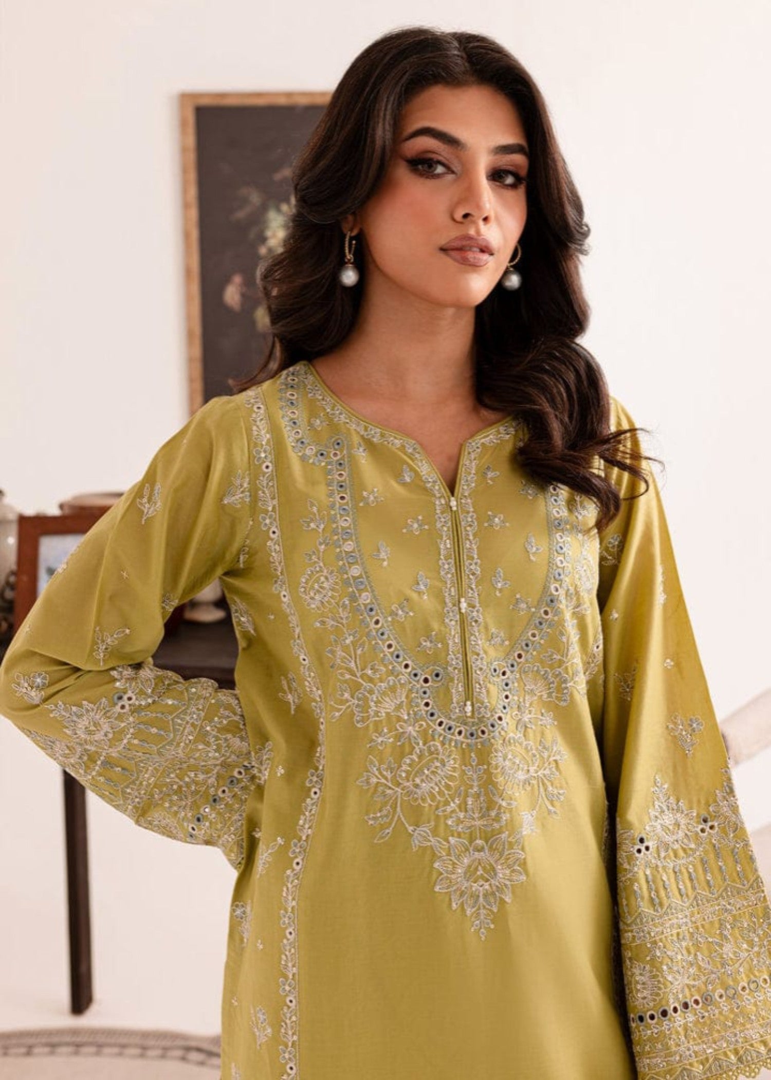 linen Kurta Set in Mellow yellow
