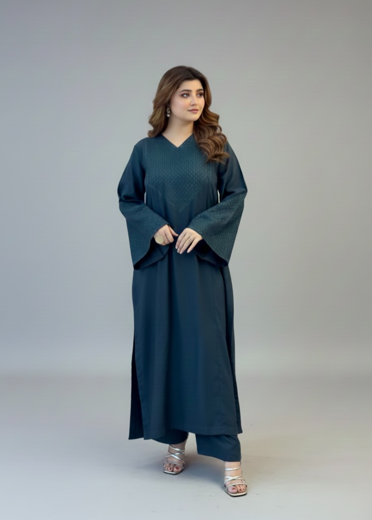linen Kurta Set in Sapphire blue