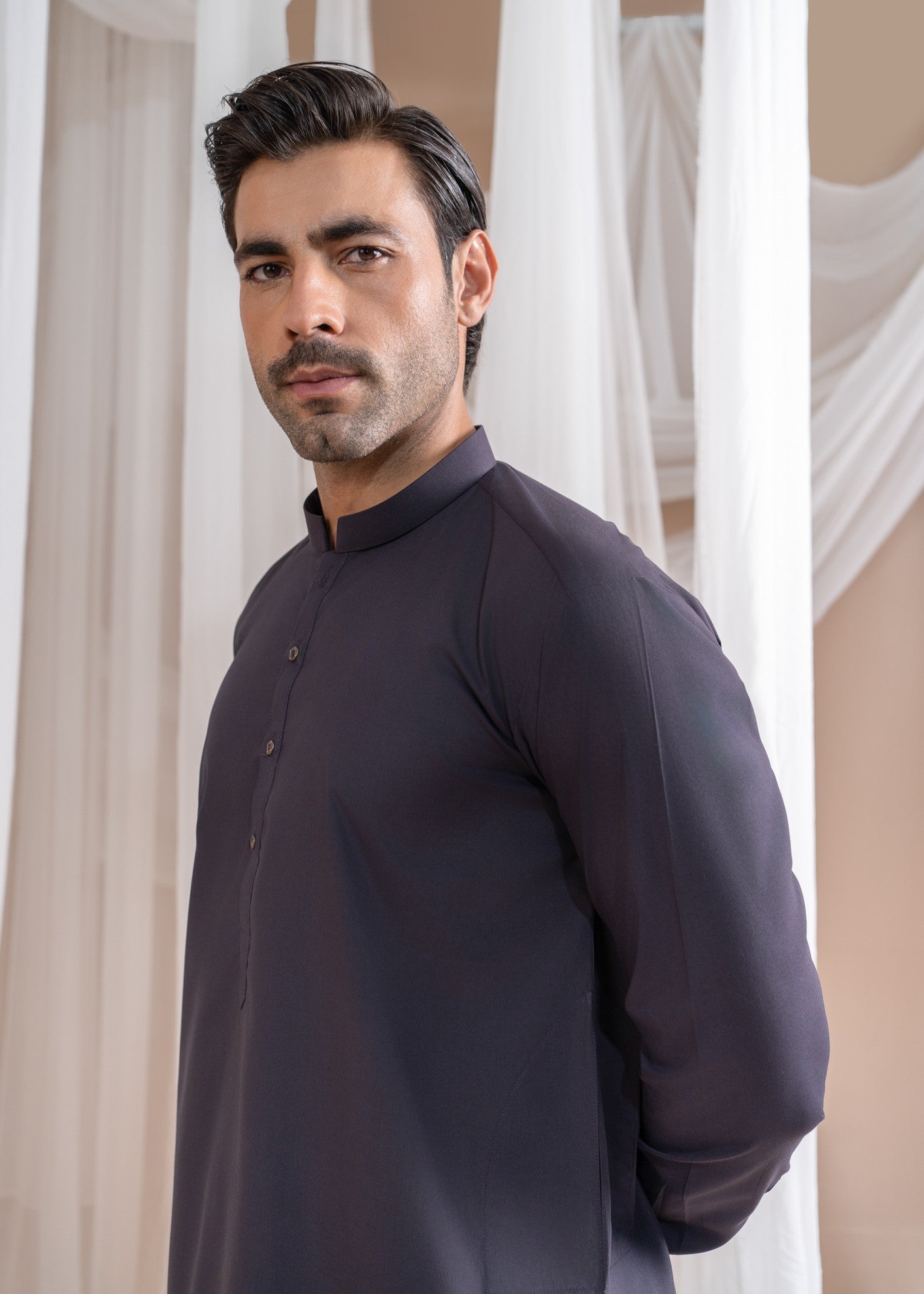 wash & wear Shalwar Kameez in Burgundy by Muraqsh