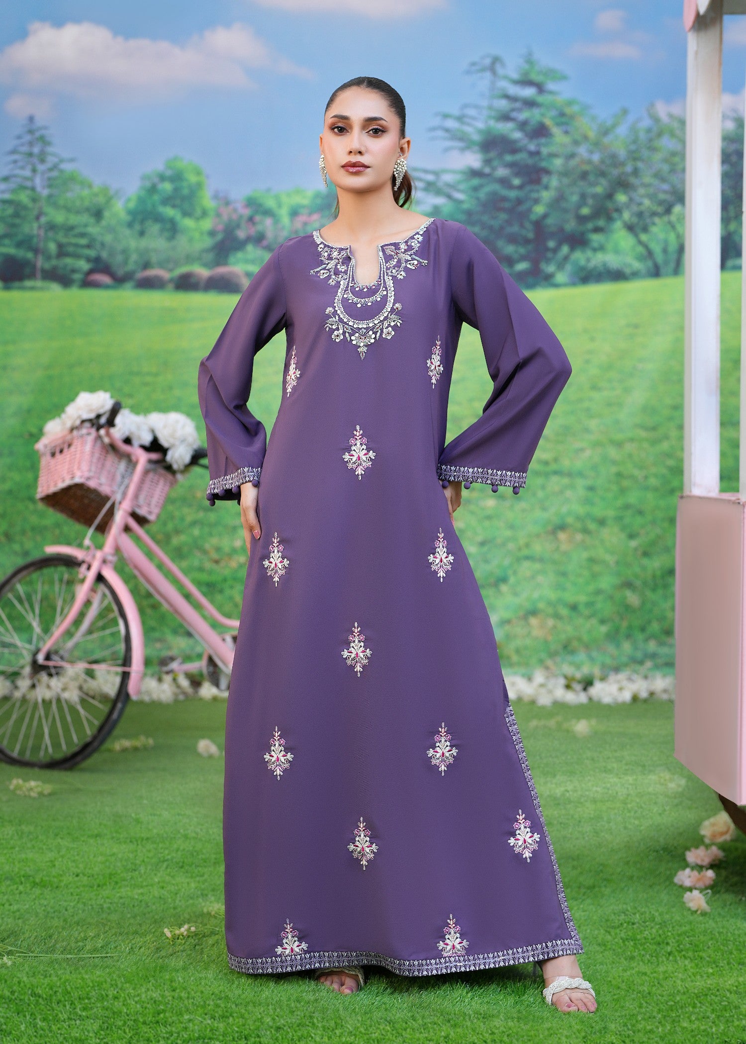 georgette Kaftan in Royal purple