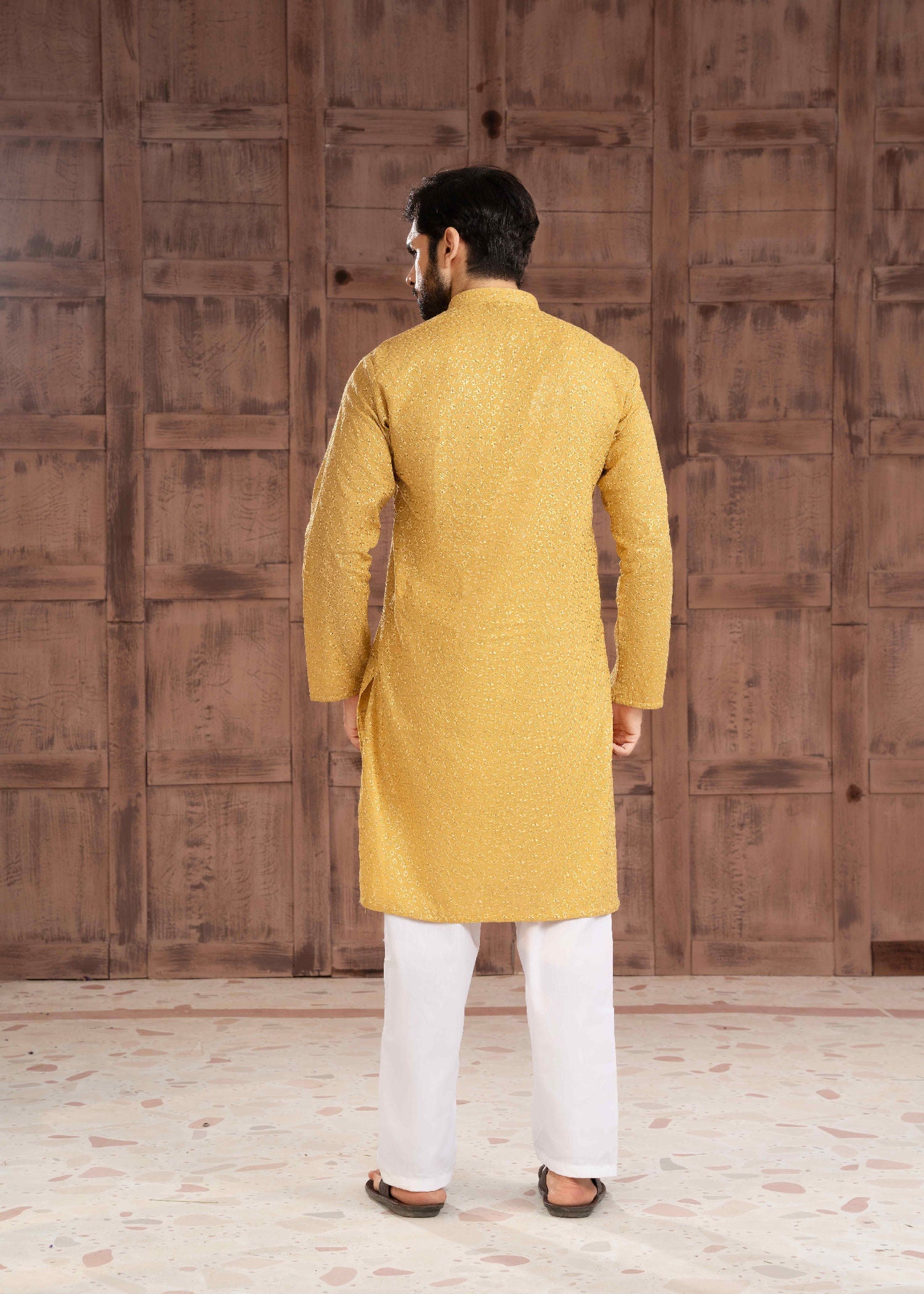 chikankari cotton Kurta in Gold