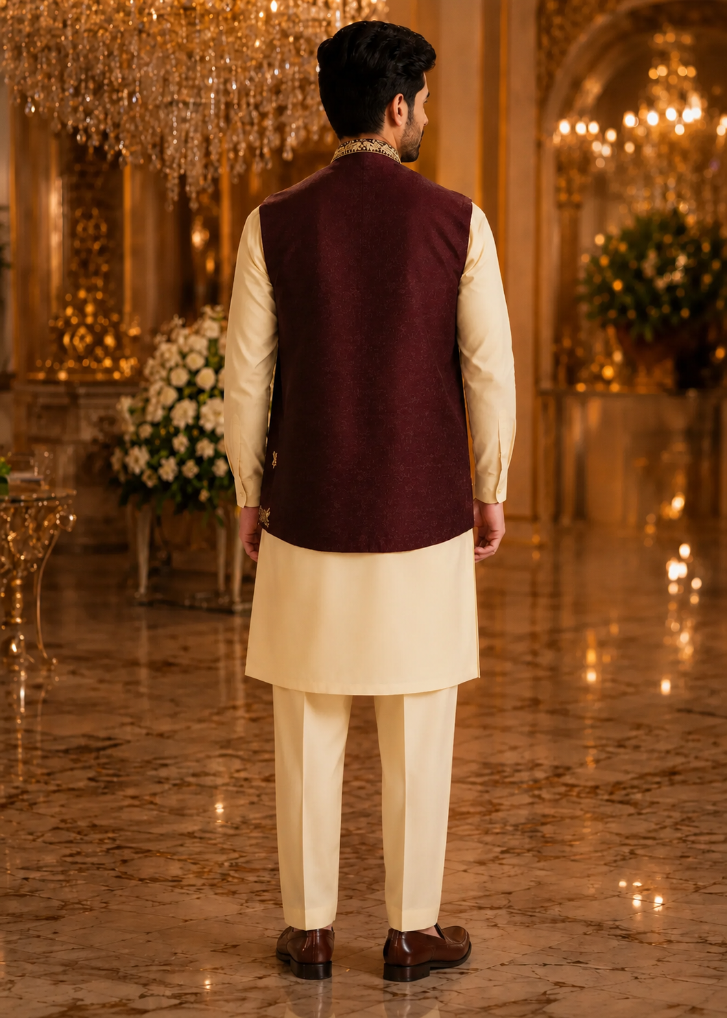 suiting Waistcoat in Maroon by The Great Masters (TGM)