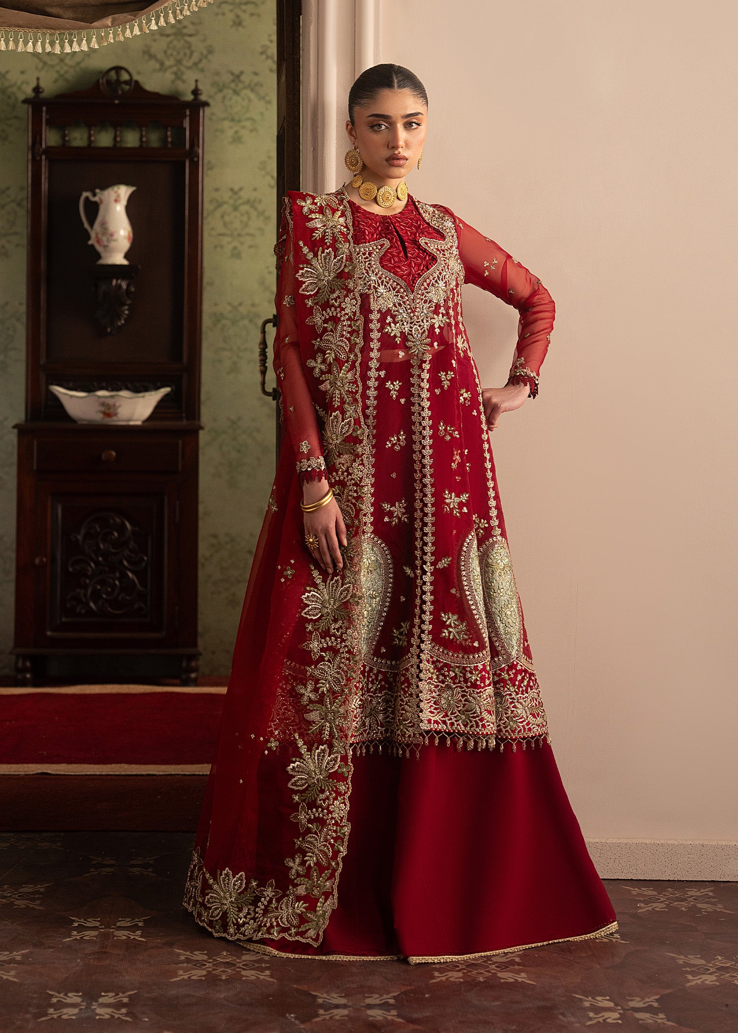 organza Sharara in Red