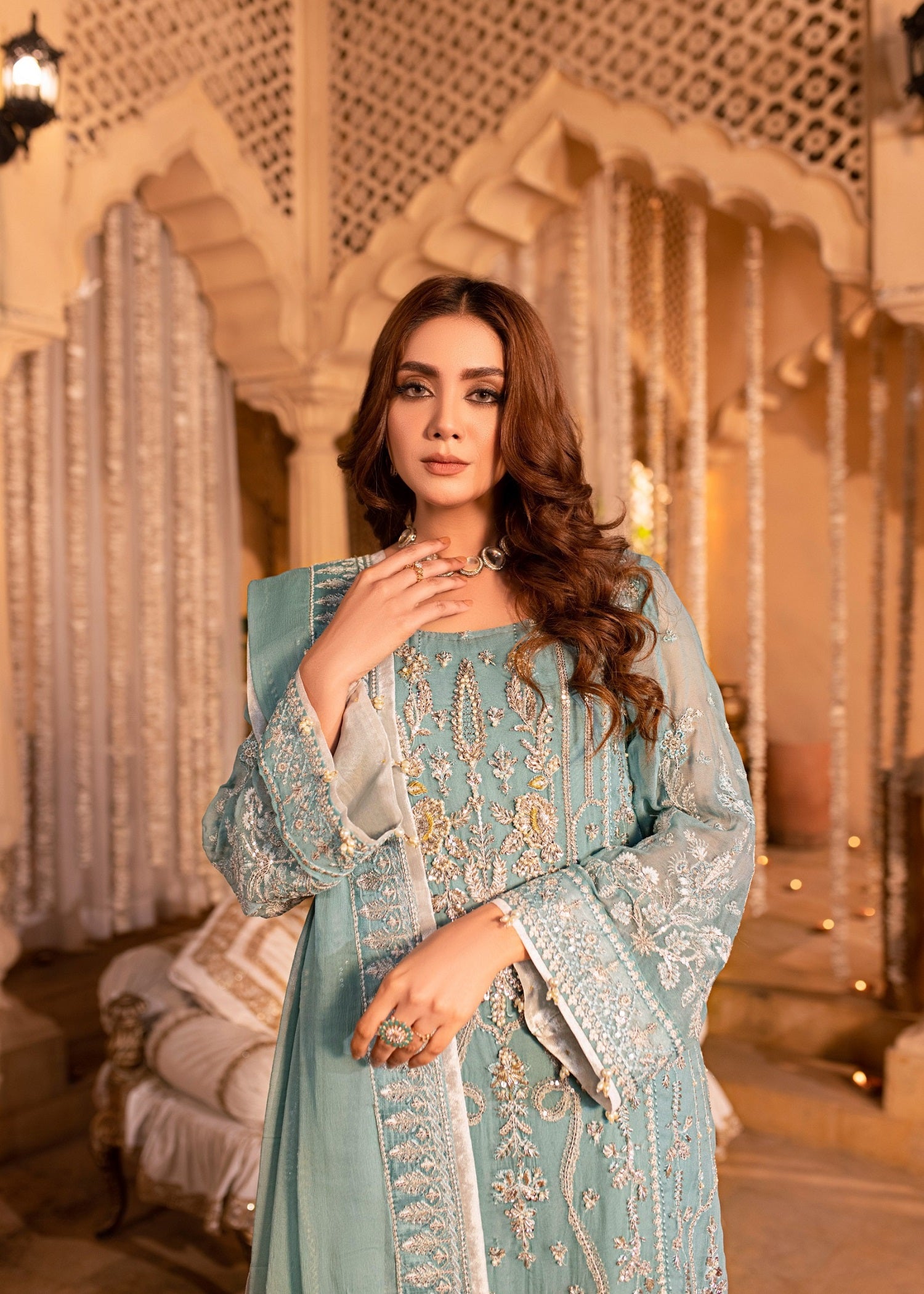 chiffon Unstitched in Blue