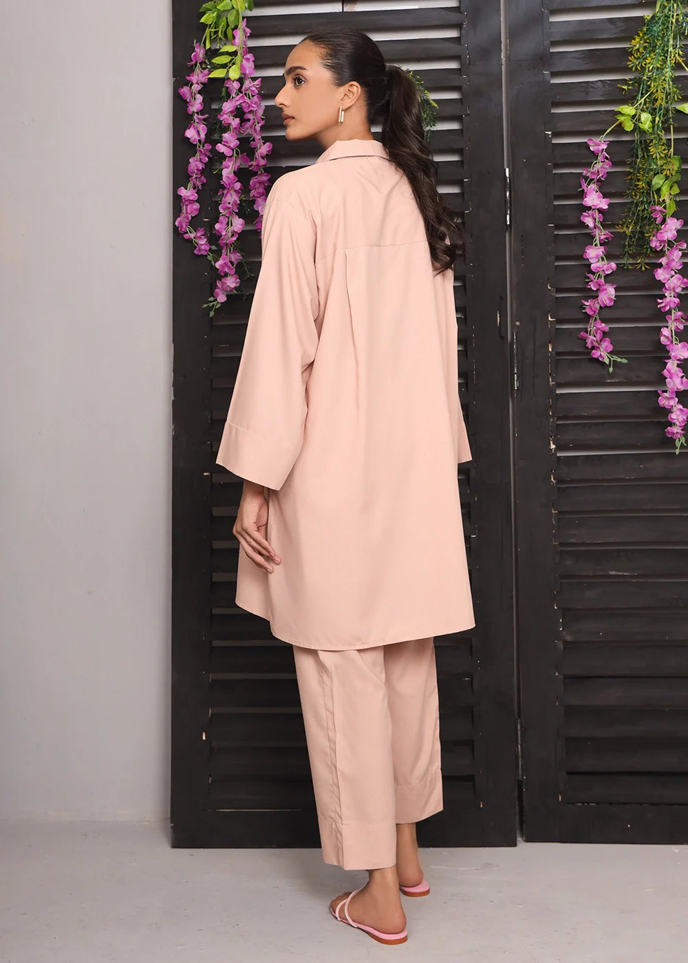 polyester Co Ord Sets in Peach pink