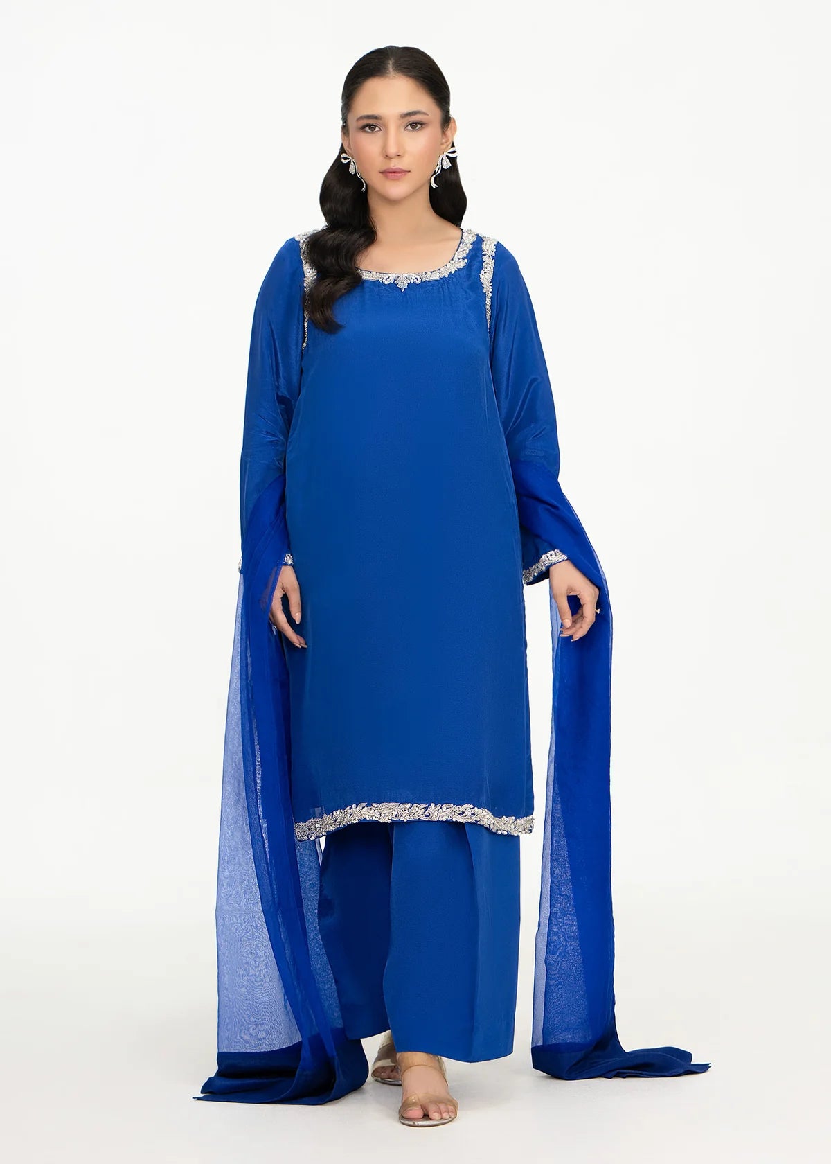 tussar silk Kurta Set in Blue