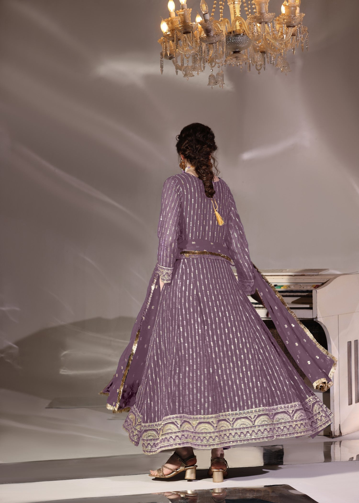 pk chiffon Pishwas in Mauve