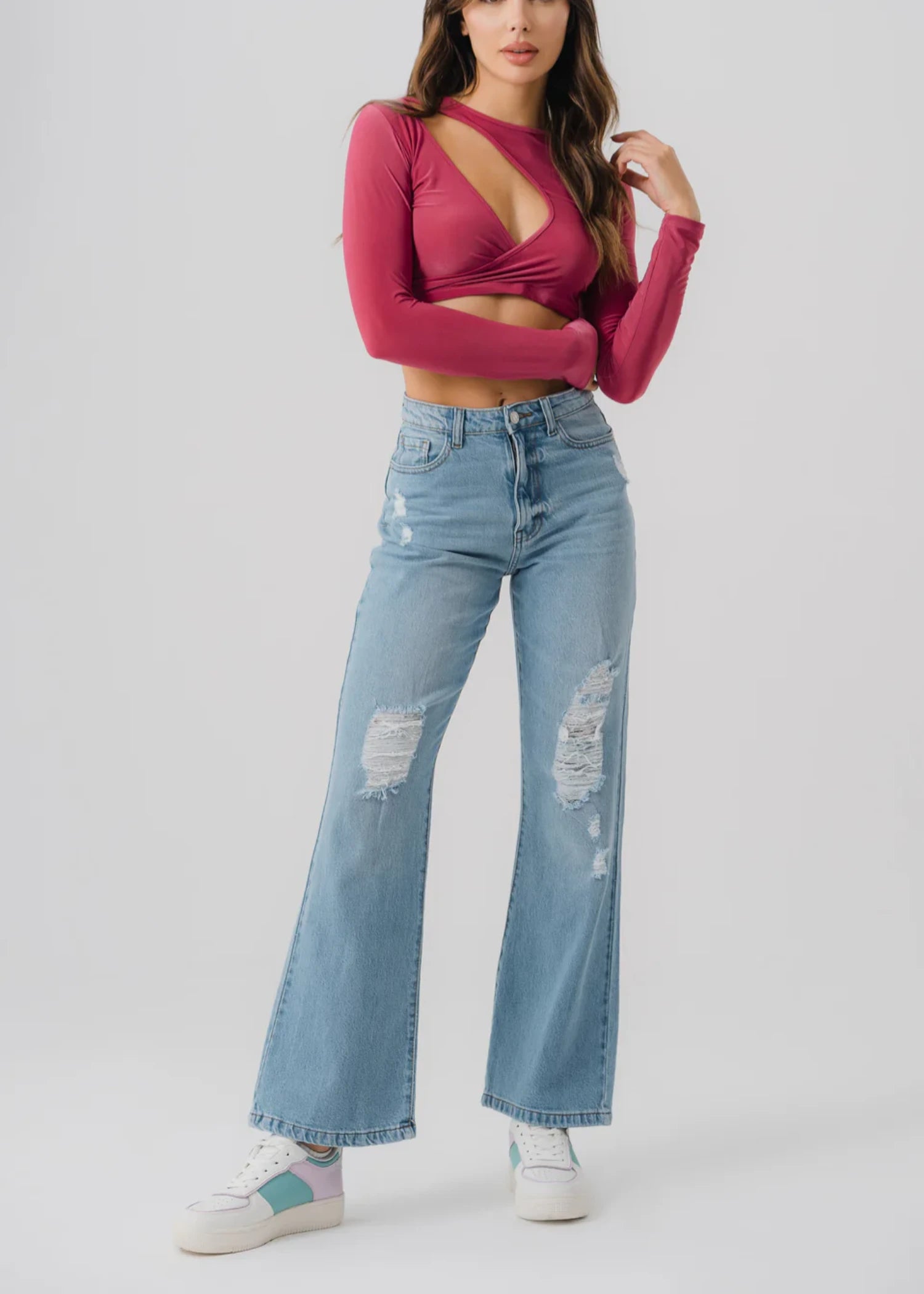 cotton Jeans in Powder blue