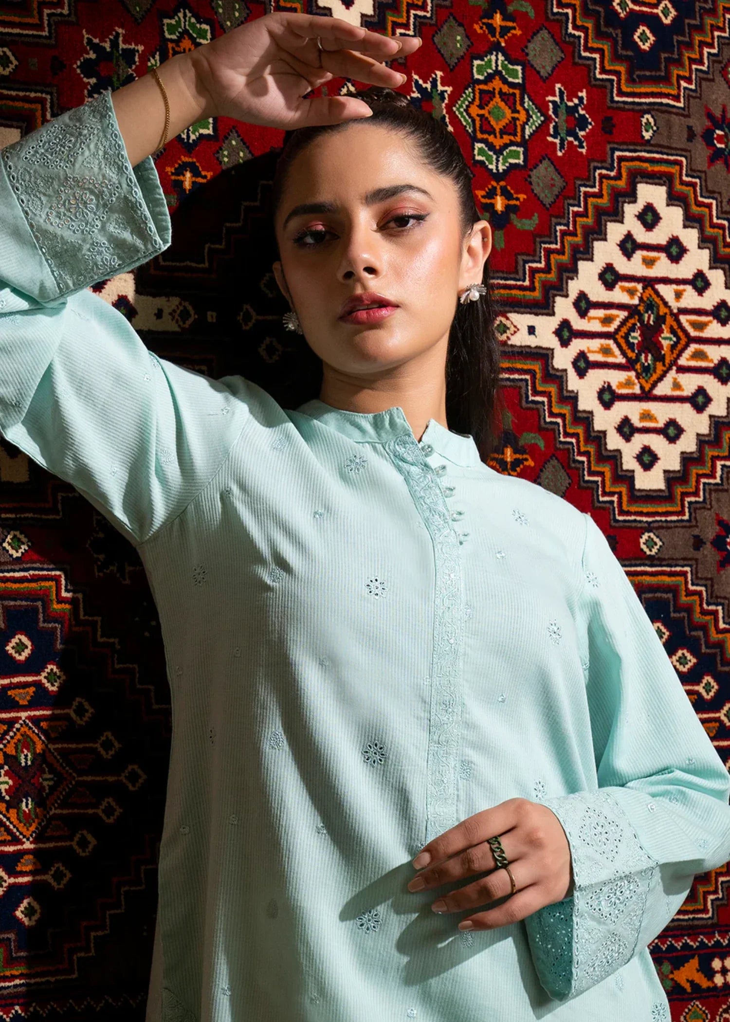 lawn Kurti in Light blue