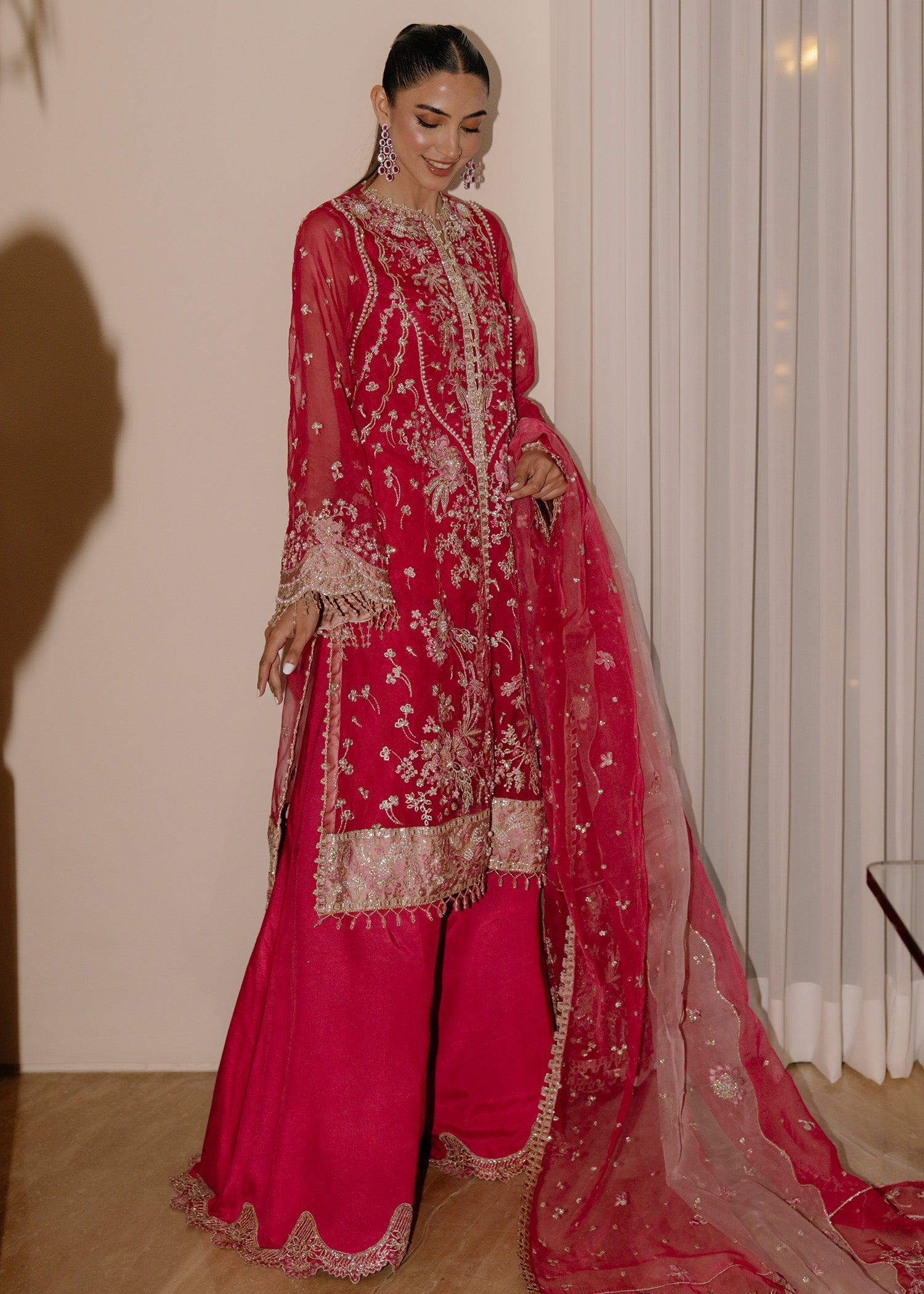 organza Unstitched in Fuchsia