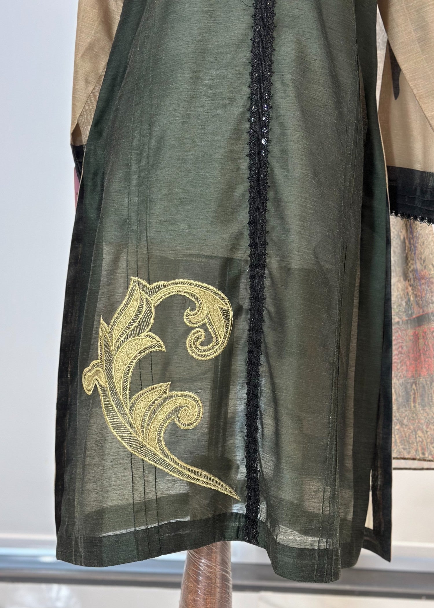 cotton silk Kurta Set in Olive green