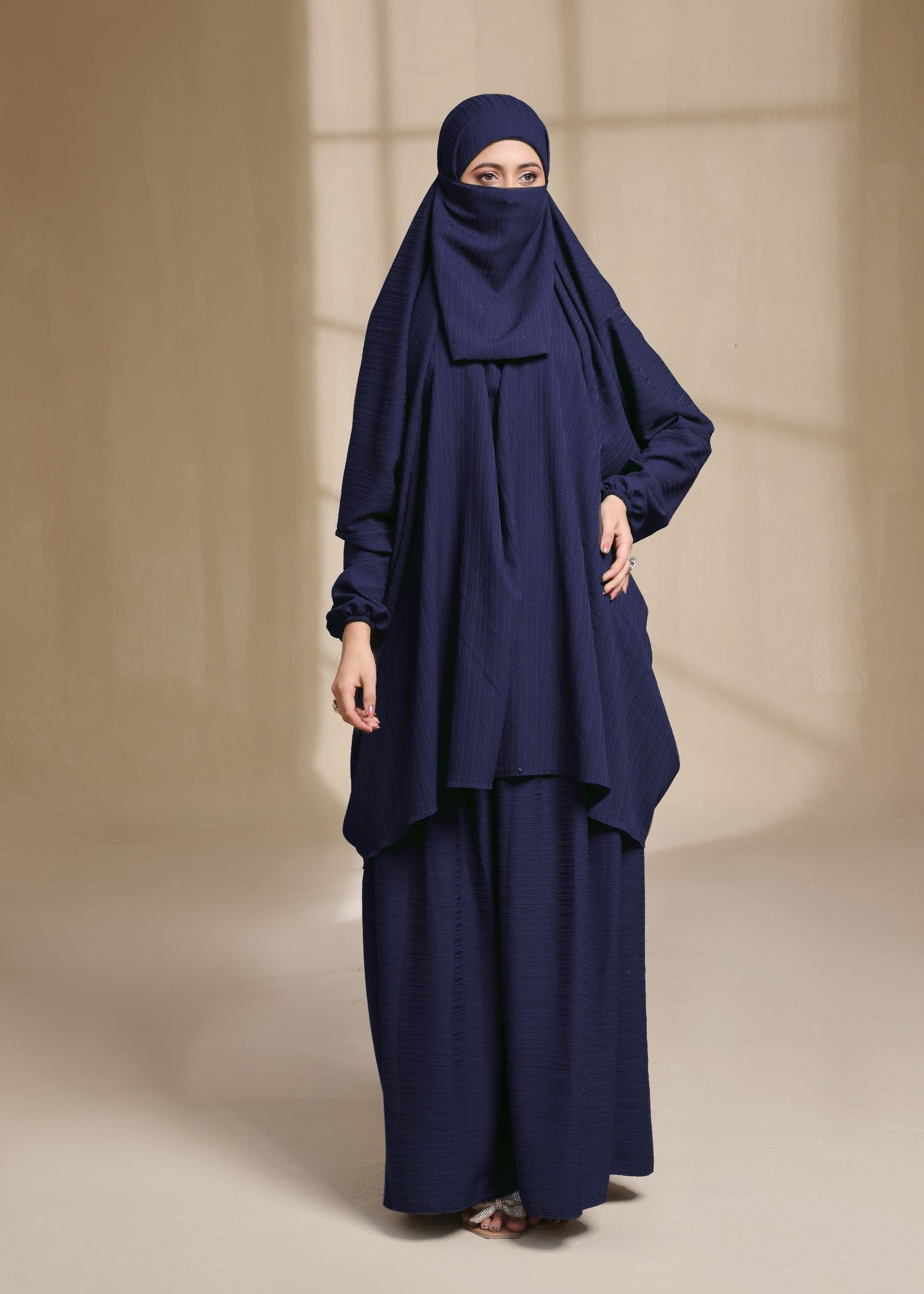 georgette Jilbab in Navy blue