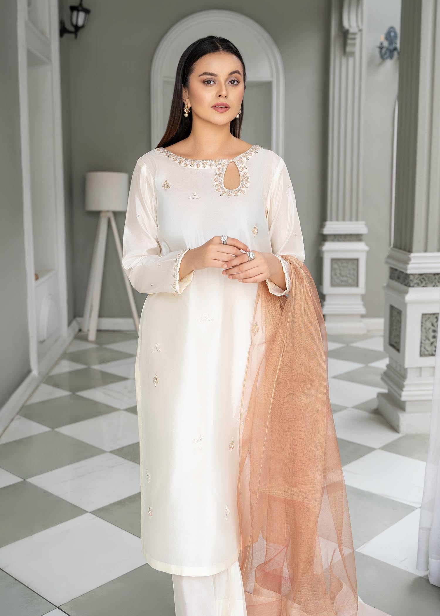kattan silk Kurta Set in Ivory