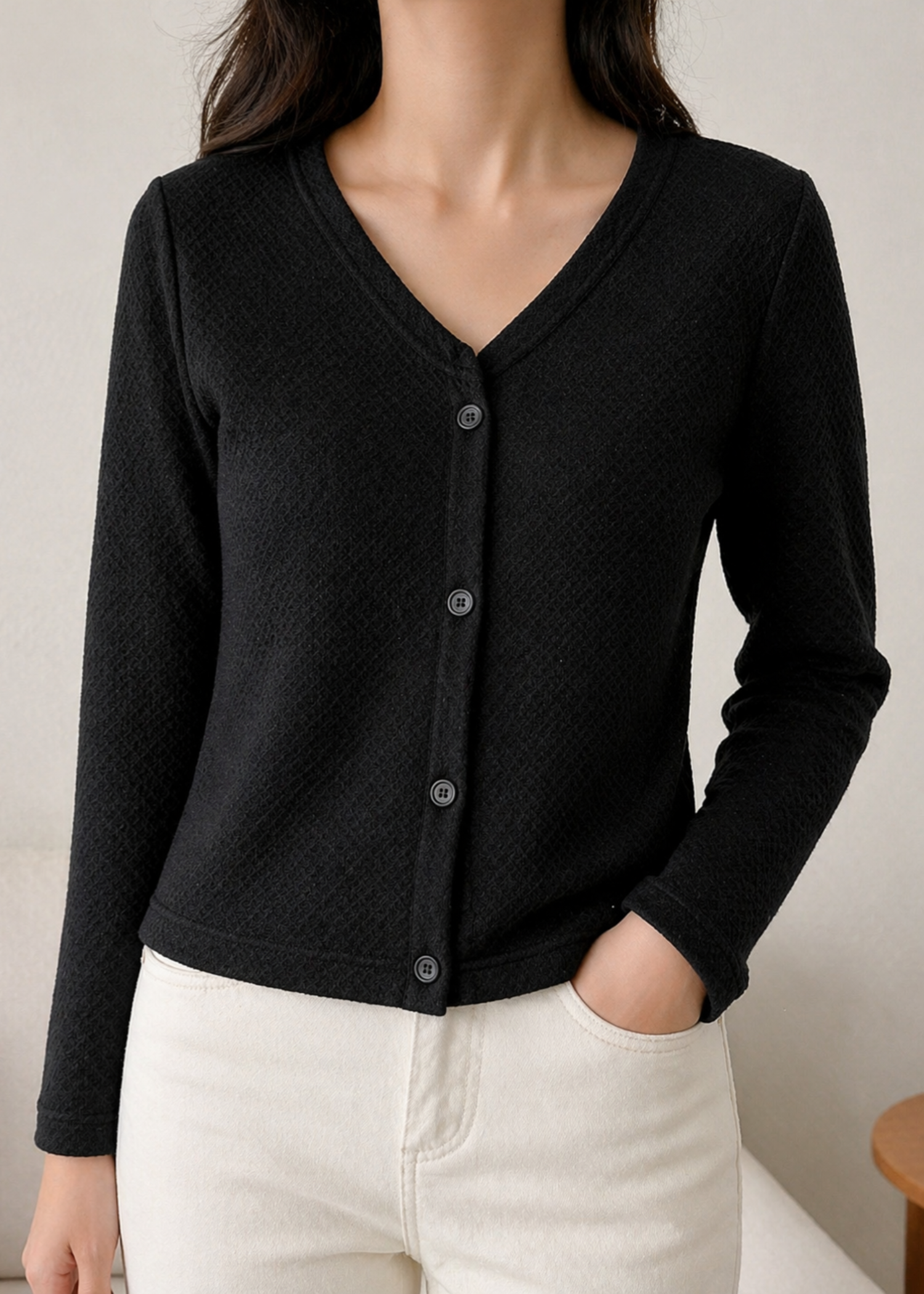 jersey knit Cardigan in Black