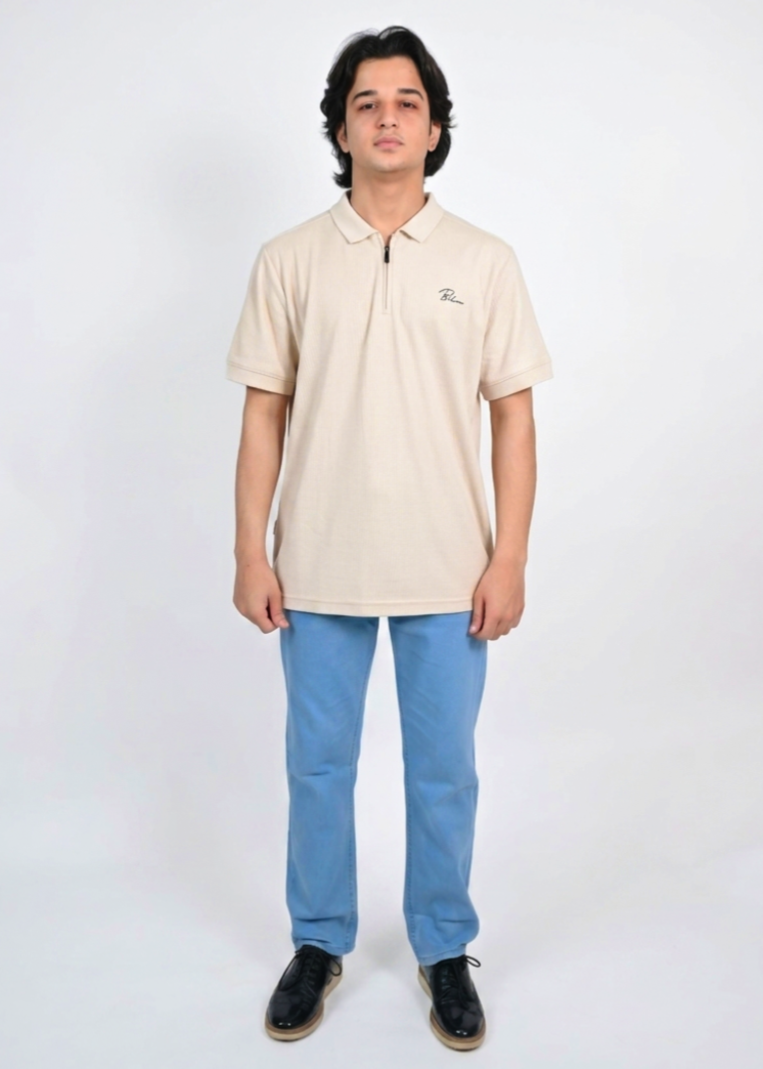 polycotton Polo Shirt in Beige
