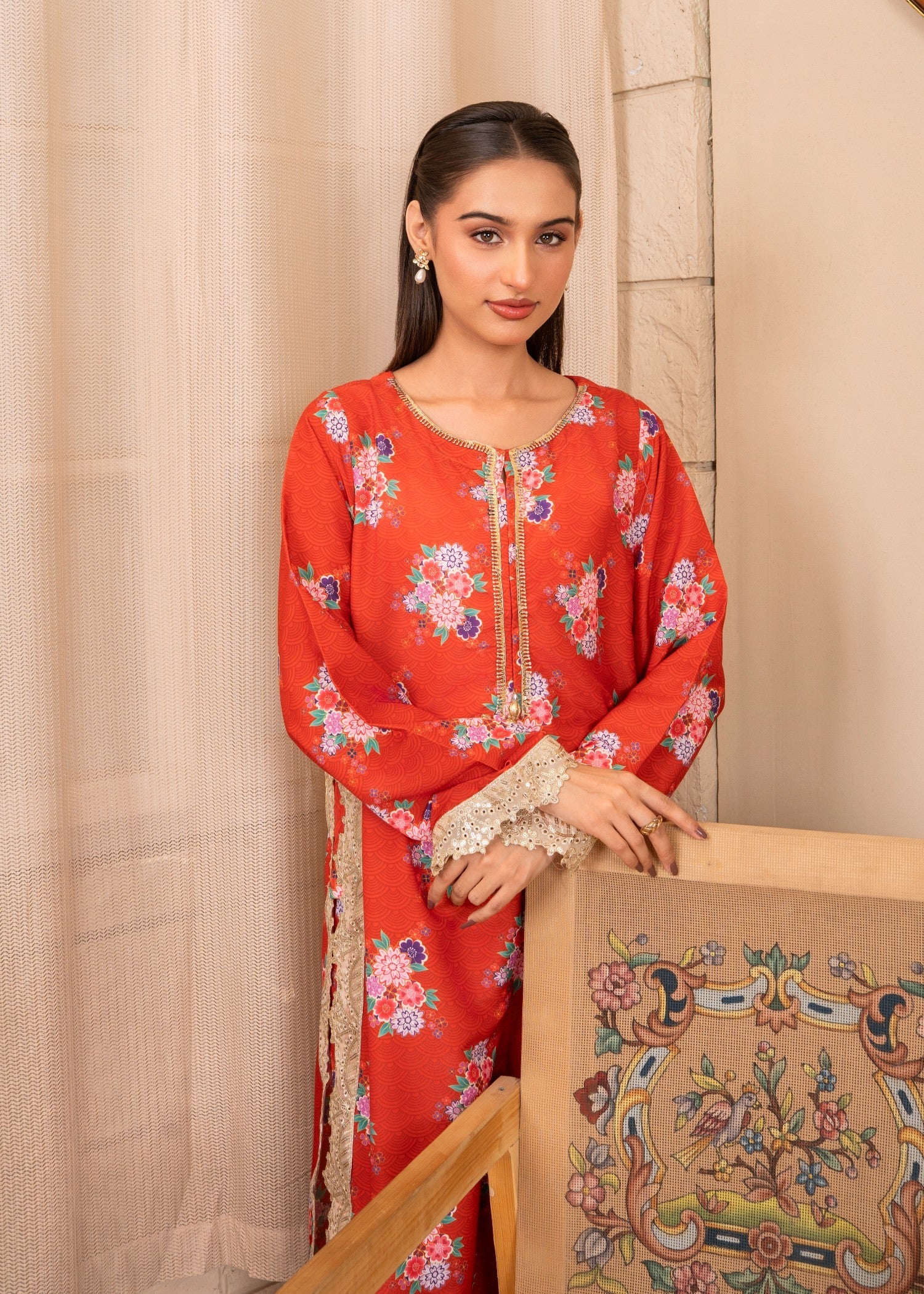 cambric cotton Co Ord Sets in Rust red
