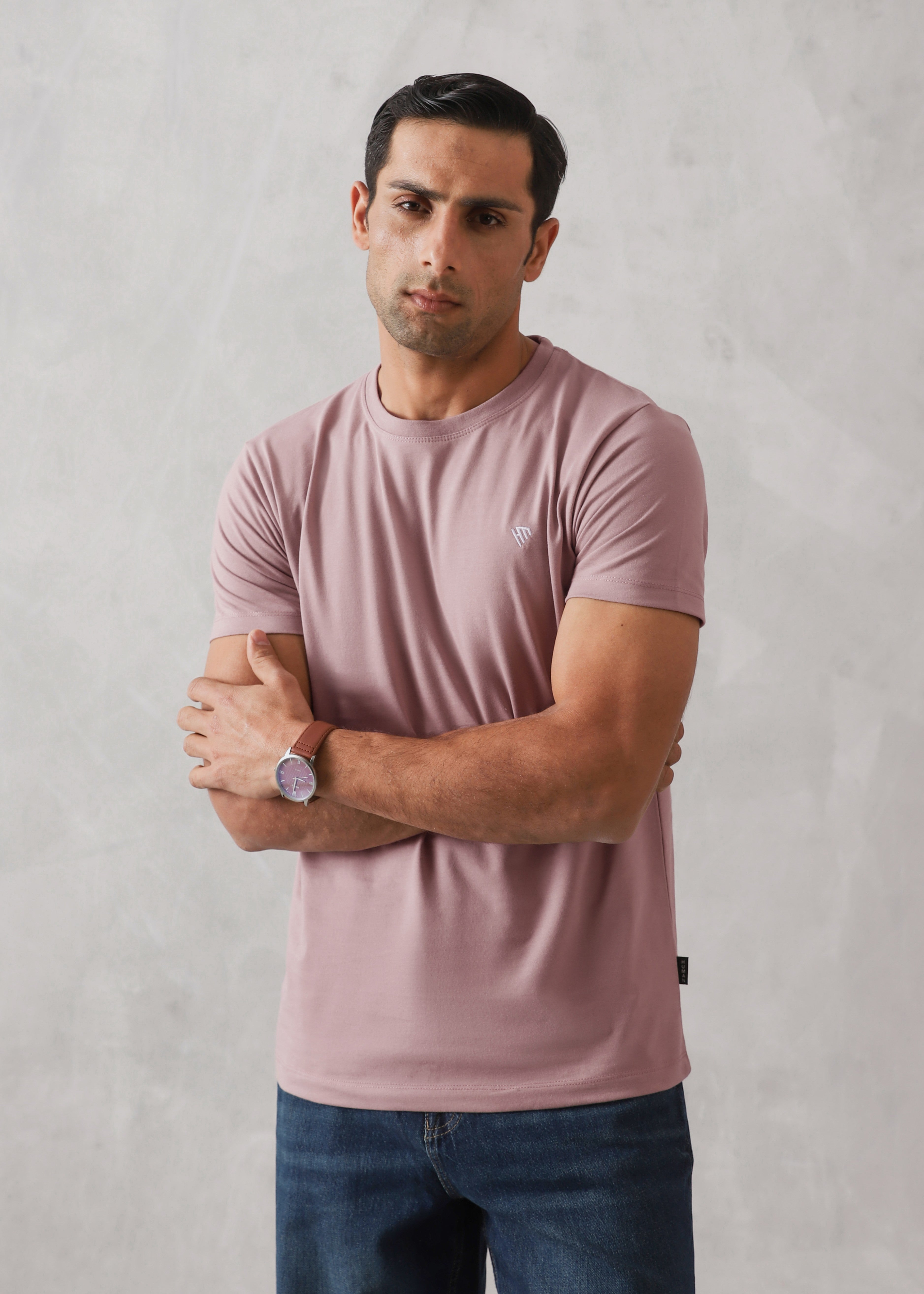 cotton T Shirt in Mauve pink