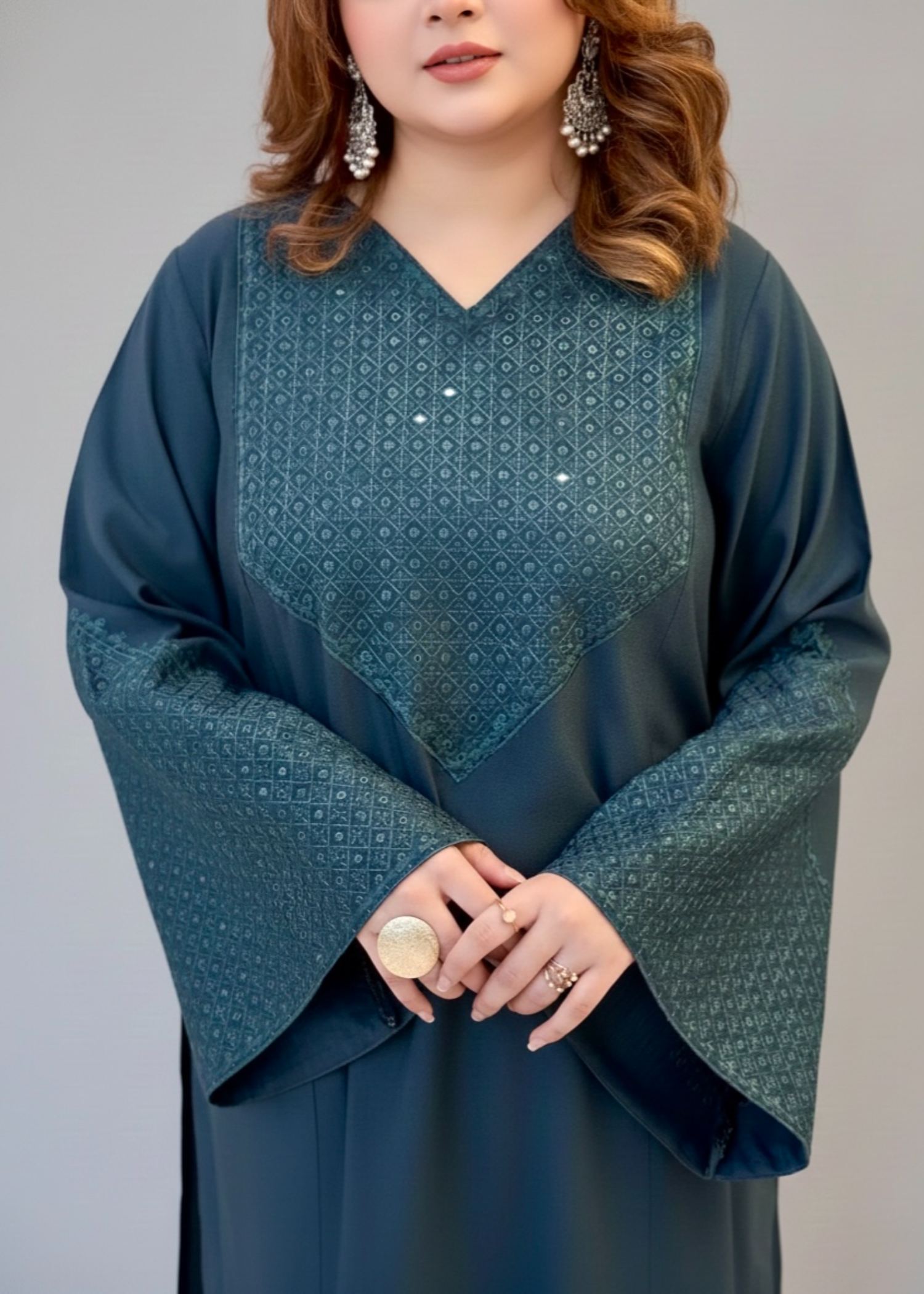 linen Kurta Set in Sapphire blue