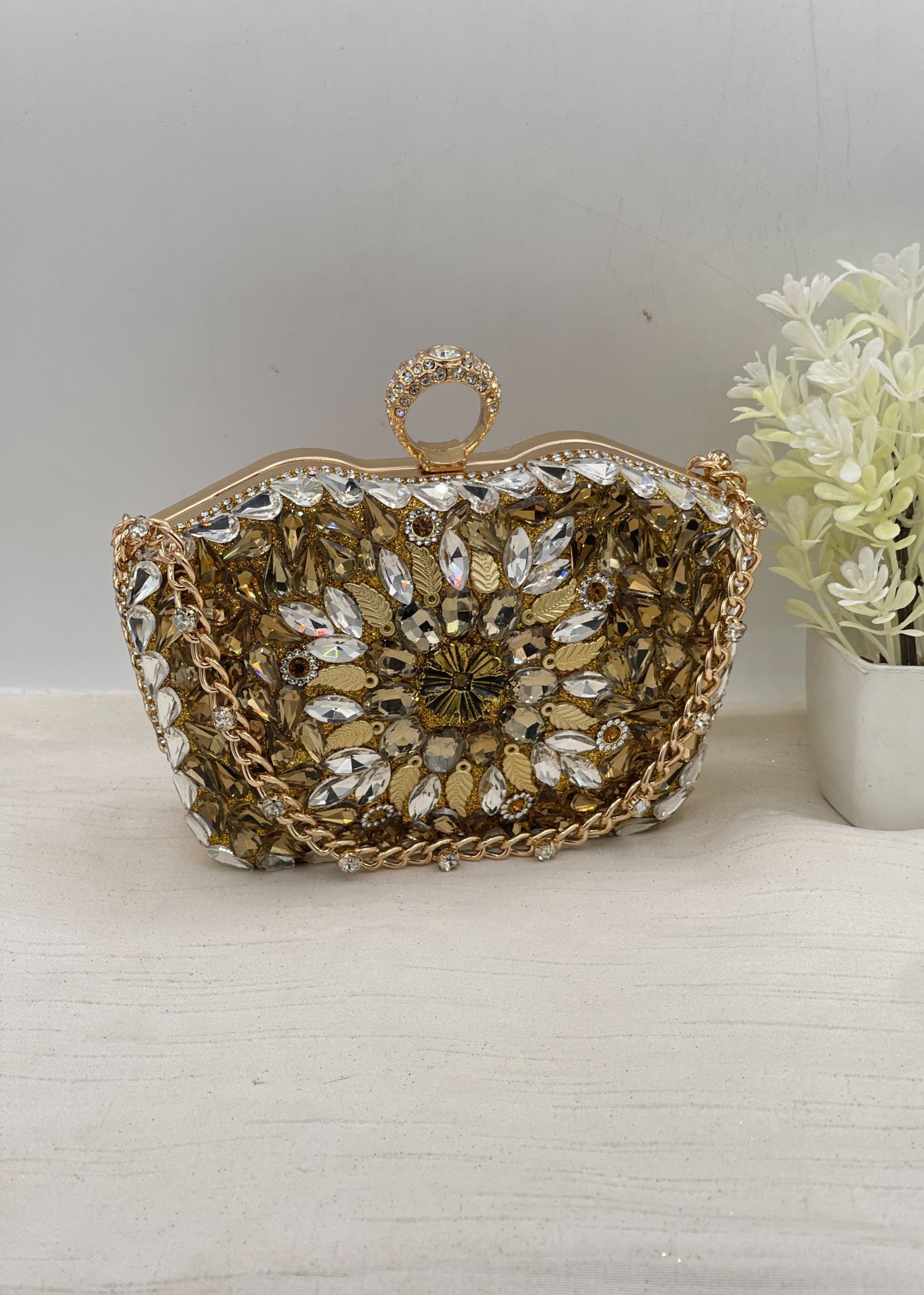 Clutch in Gold Color by - Trendy Women Clutch QJG1368