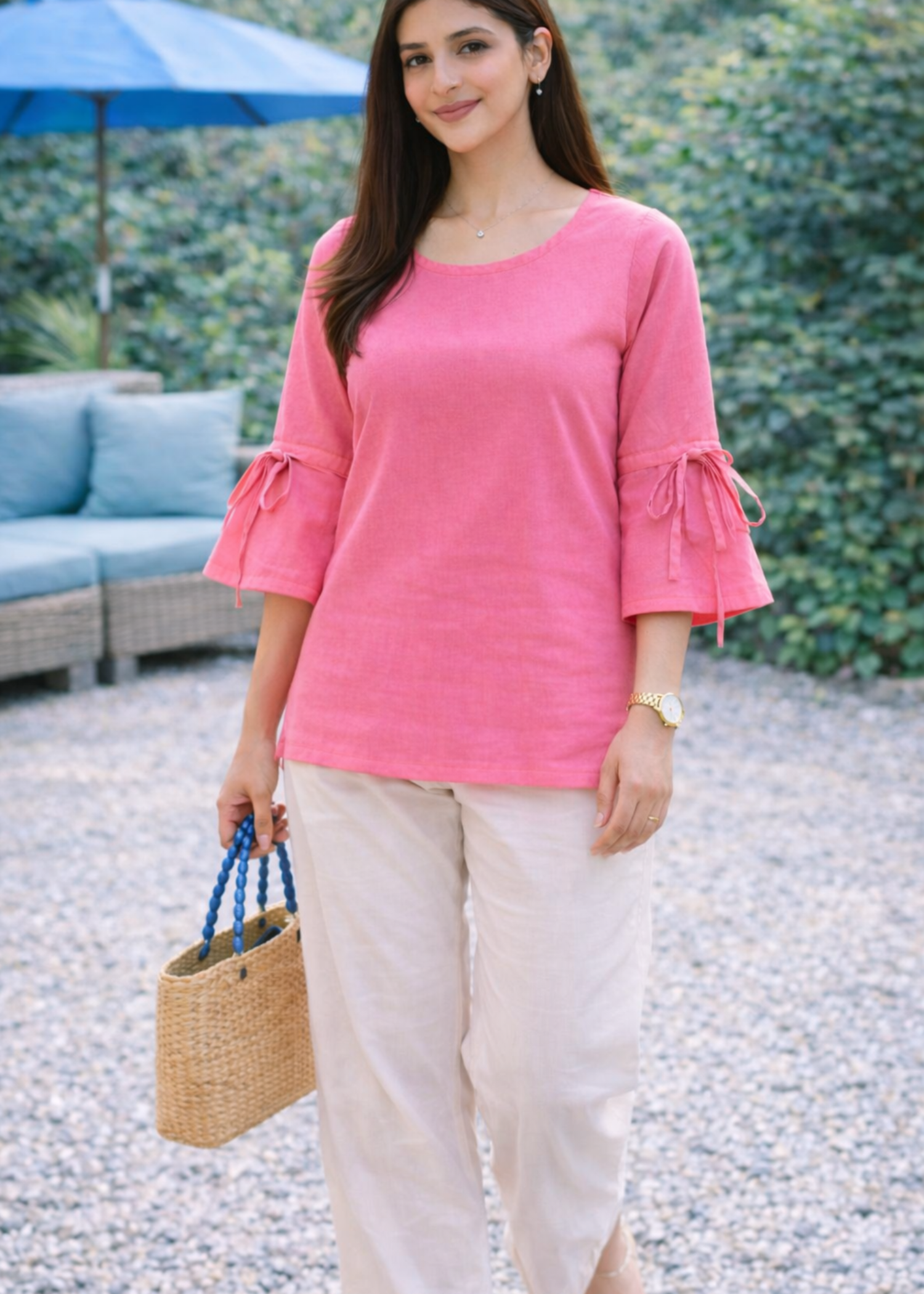 lawn Top in Bubblegum pink