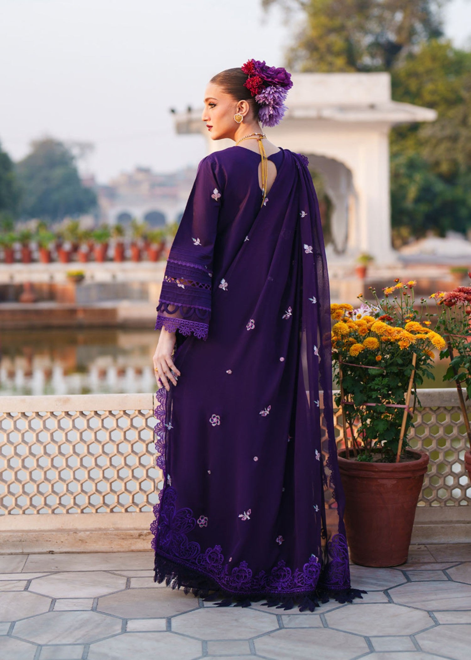 lawn Unstitched in Royal amethyst