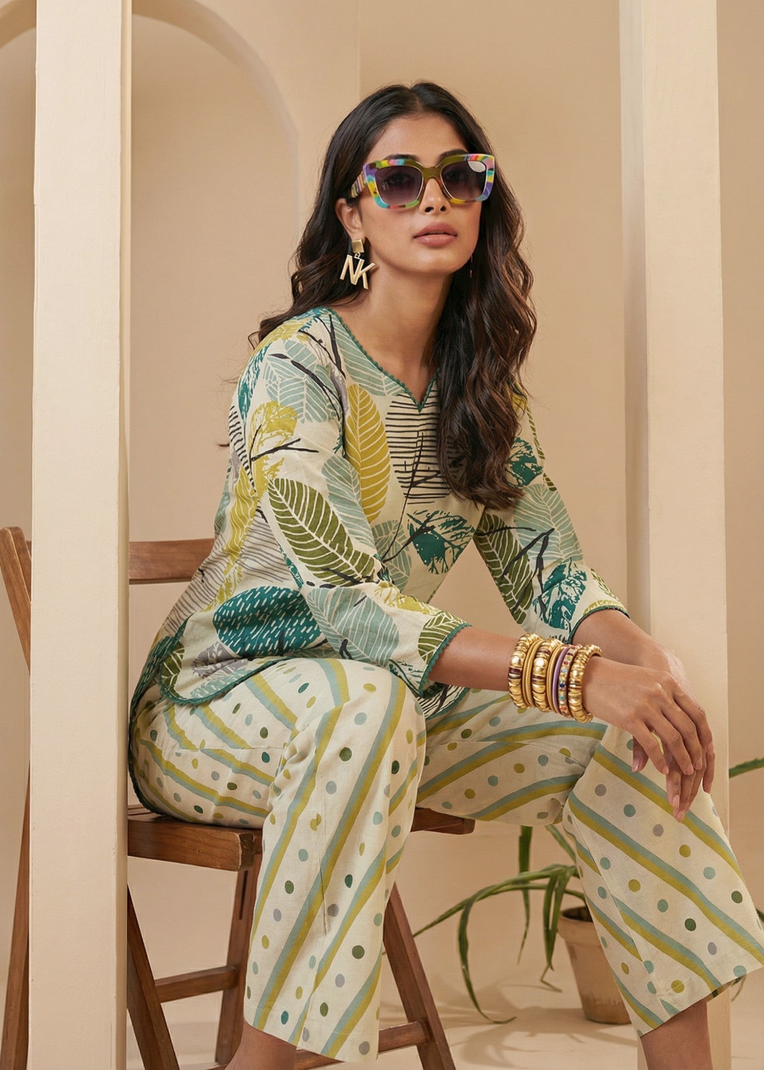 poly silk Kurta Set in Cream