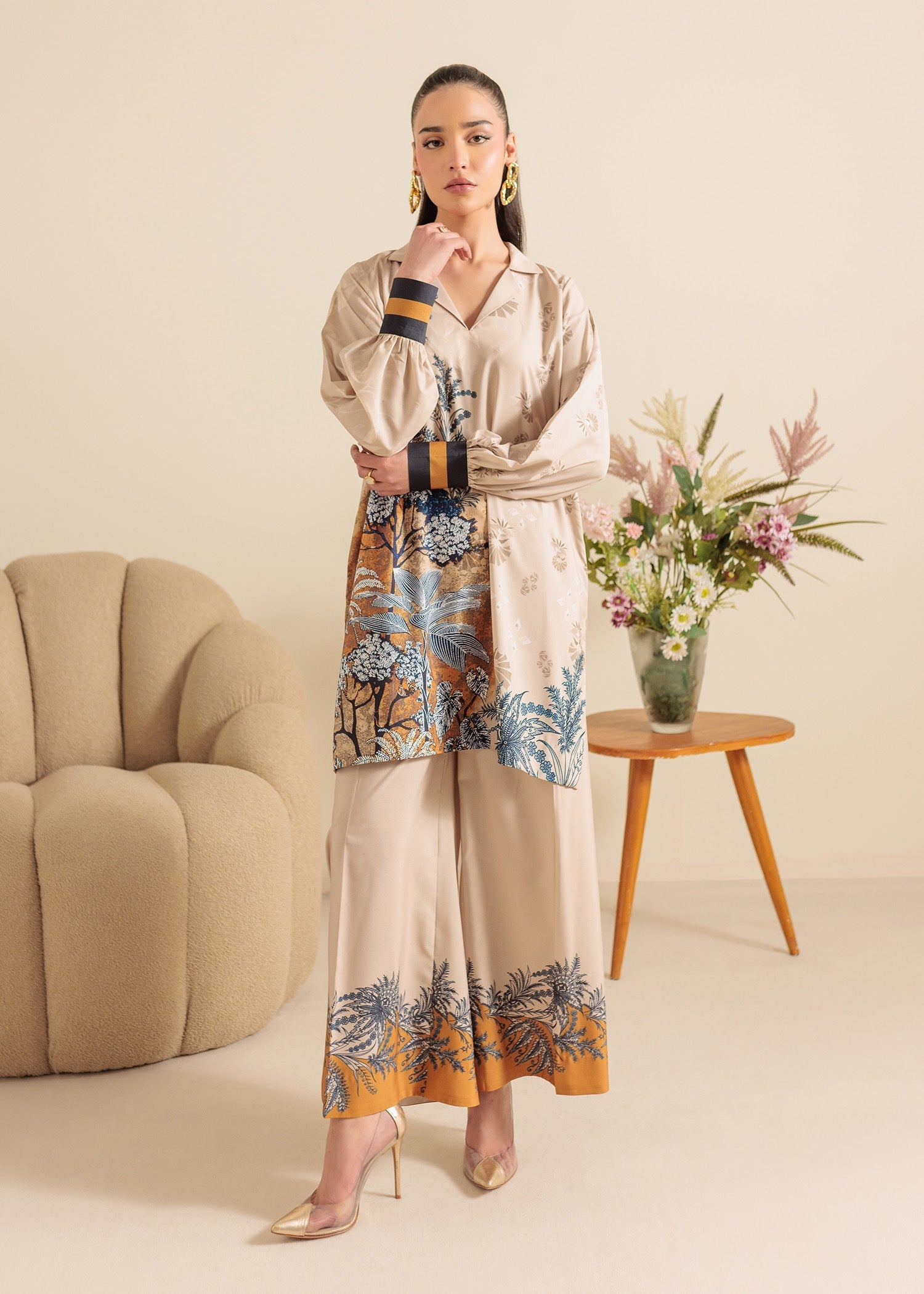 lawn Co Ord Sets in Tan brown