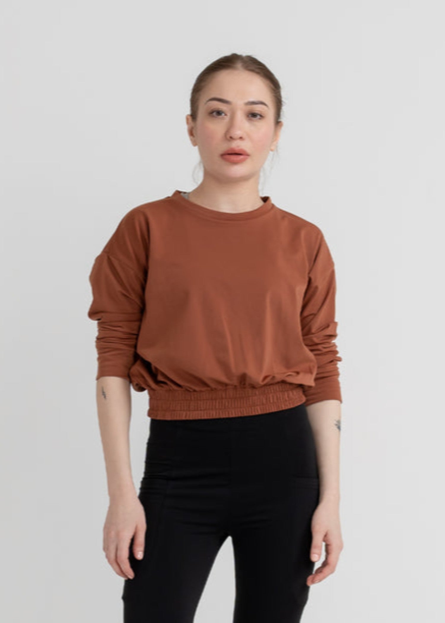 polyester-spandex Sweatshirt in Rustic brown