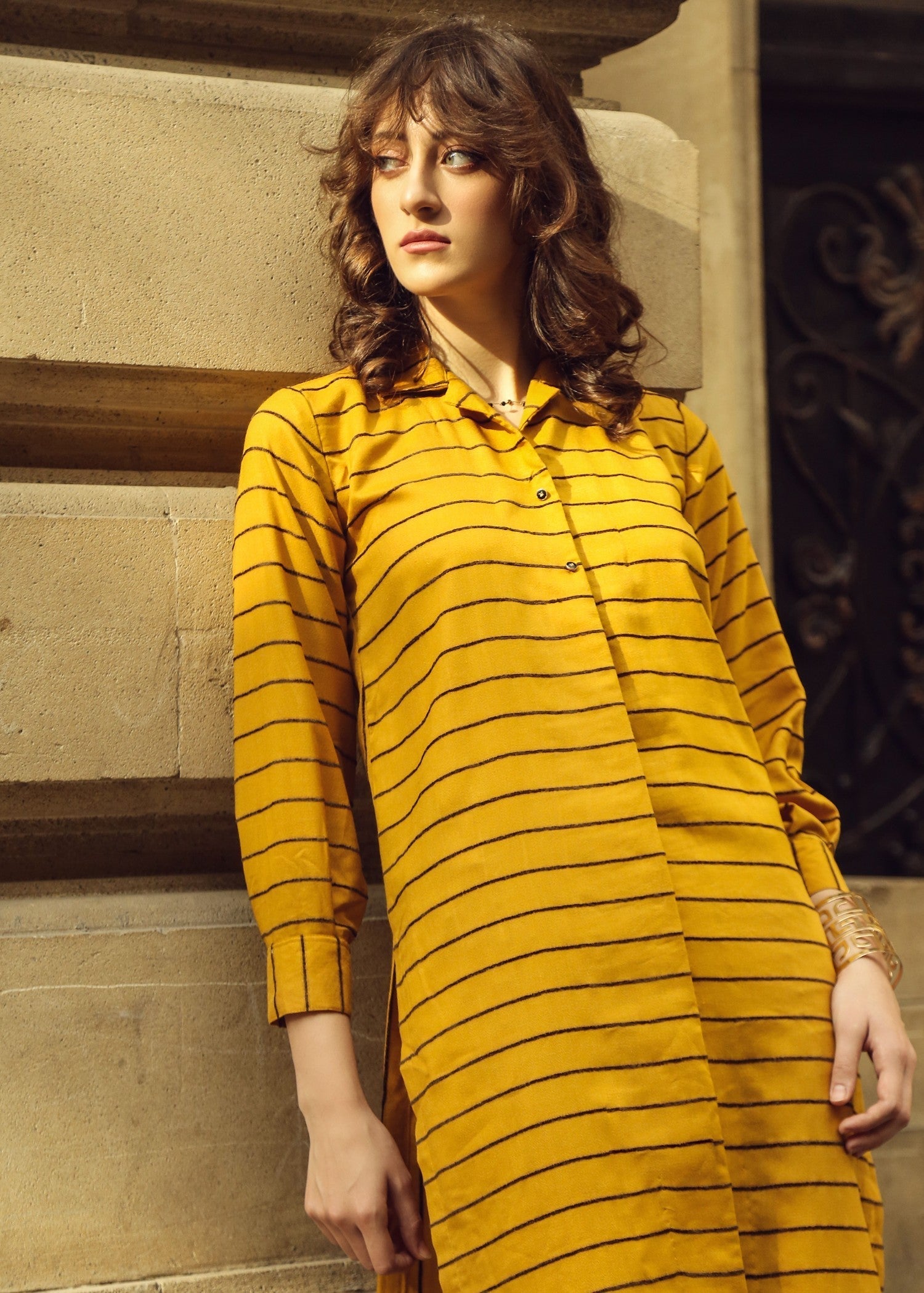 dobby Co ord Sets in Mustard