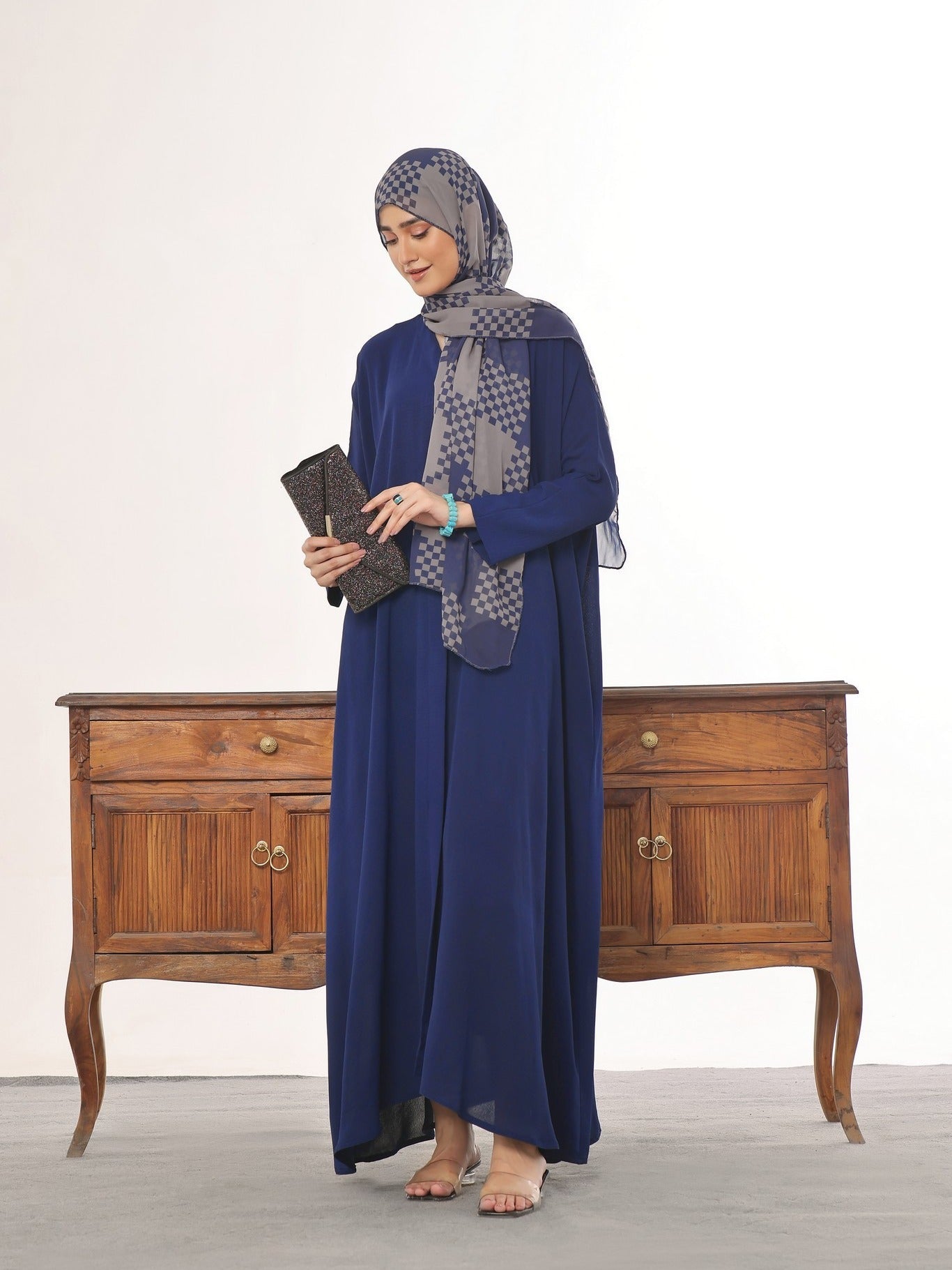 polyester Abaya in Blue