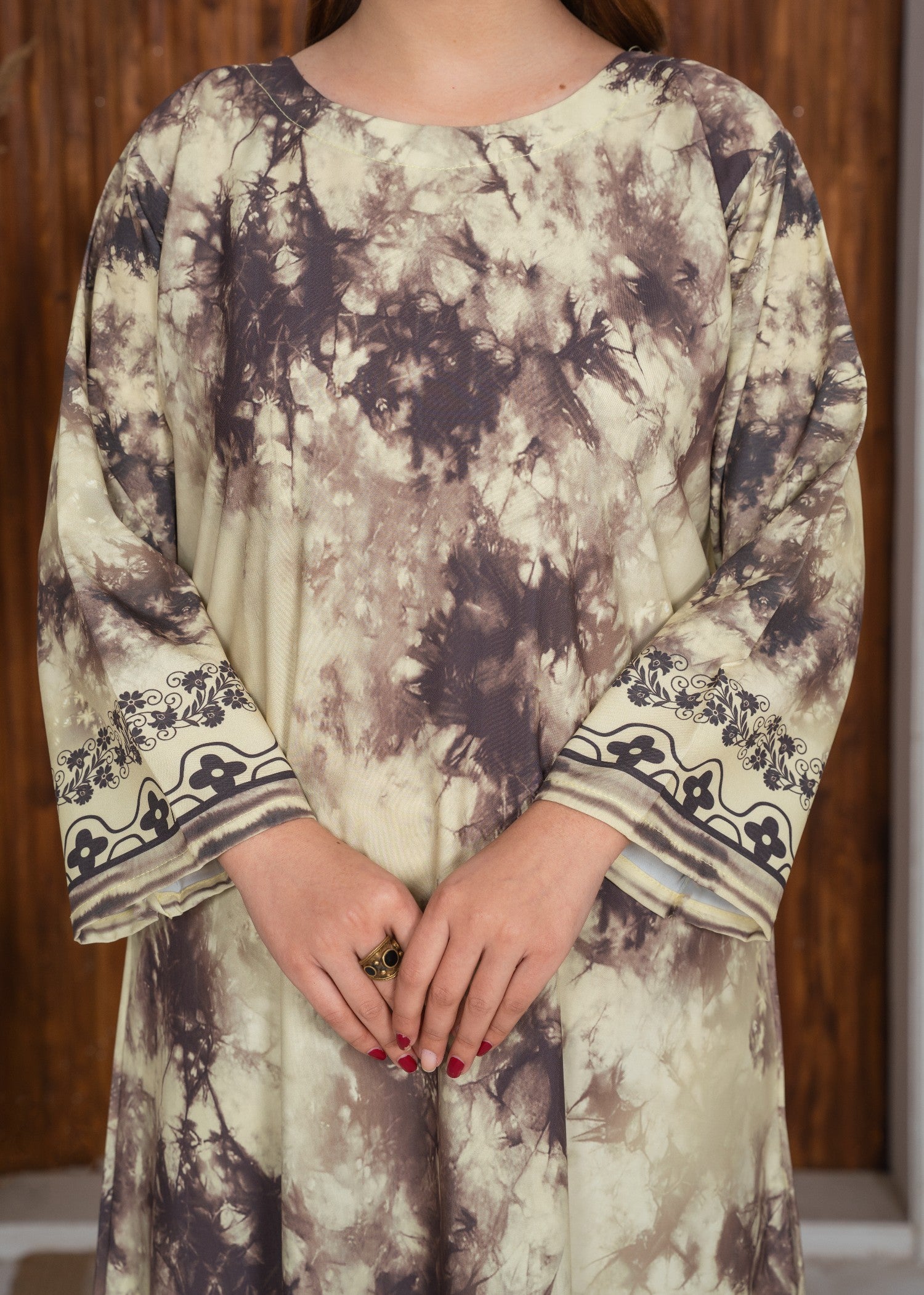 silk crepe Kurta Set in Tea green