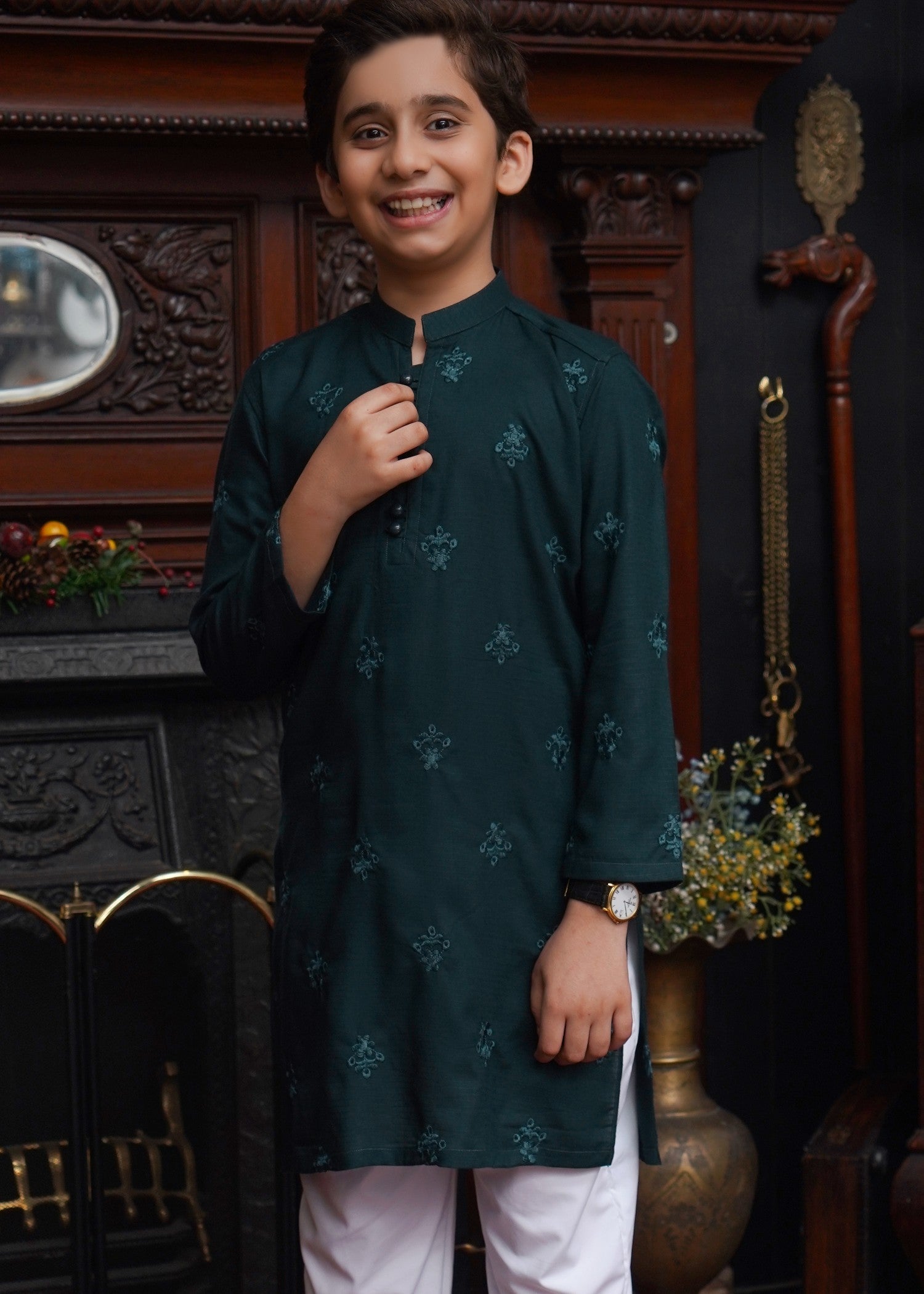 cotton linen Kurta in Green
