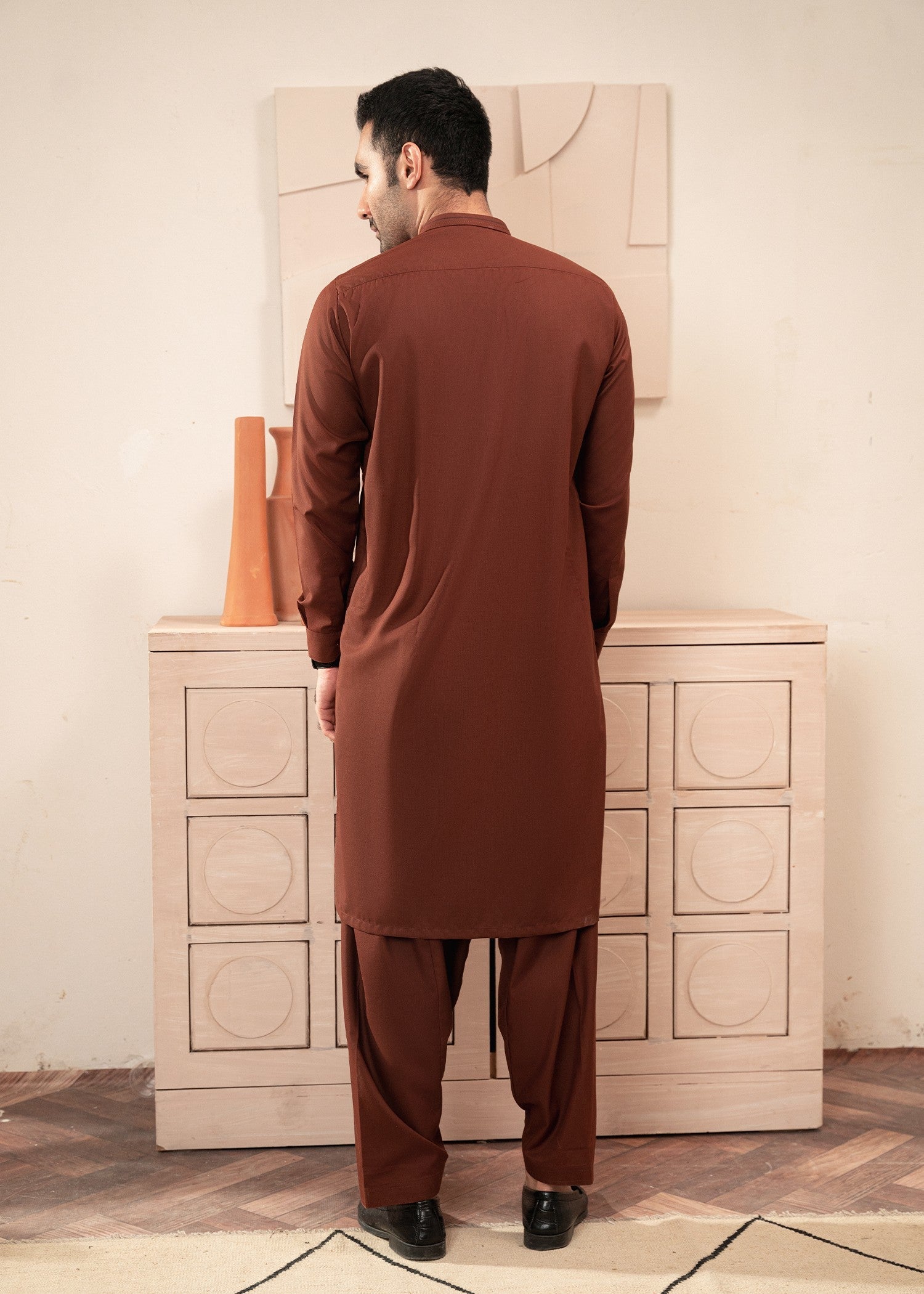 wash & wear Shalwar Kameez in Brown