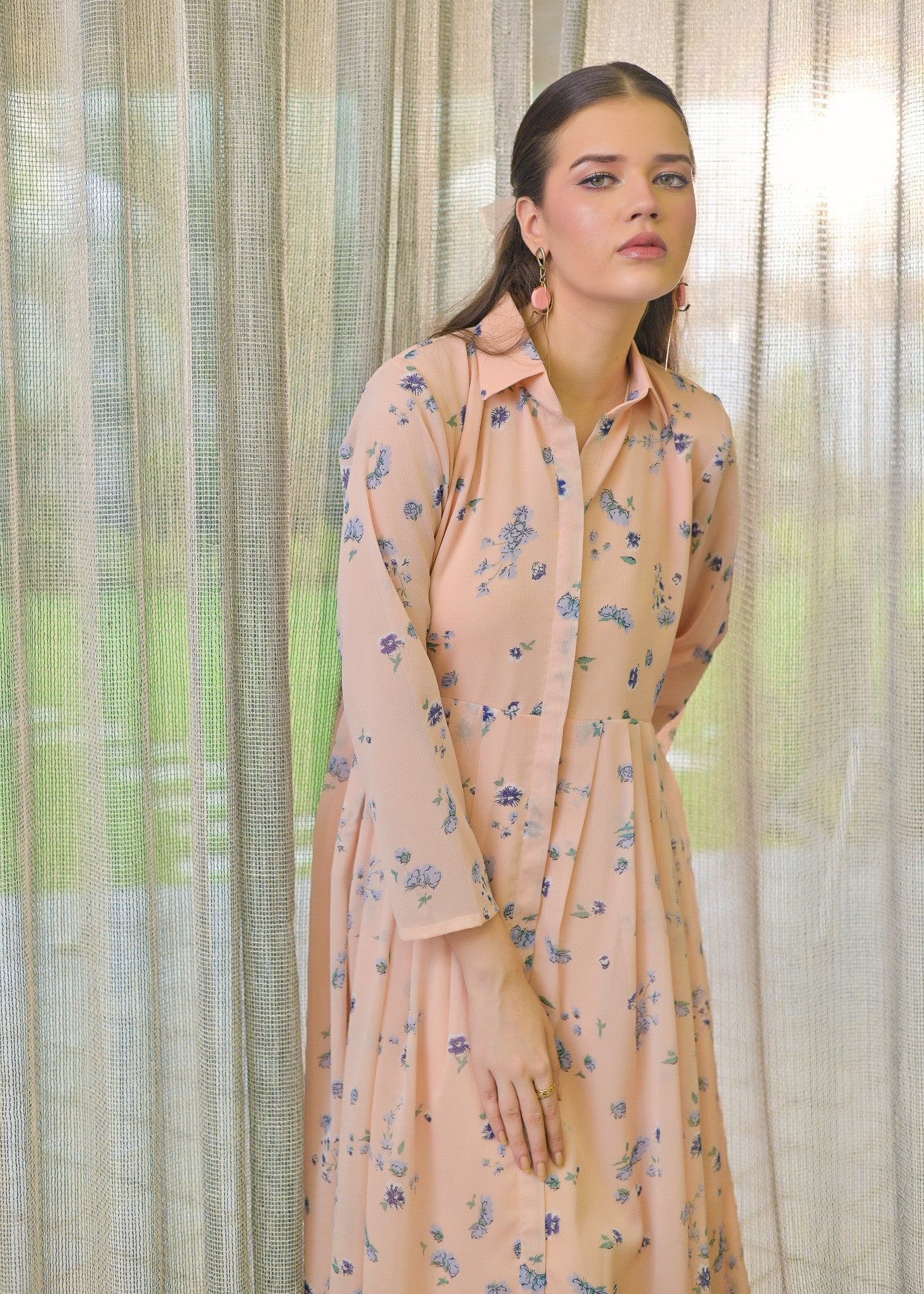 polyester chiffon Maxi in Pink