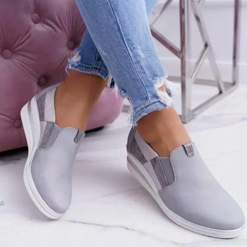 Plus Size 2020 Spring And Summer New Single Shoes Women'S Wedge Heel Color Matching Platform Loafers Sports Women'S Shoes