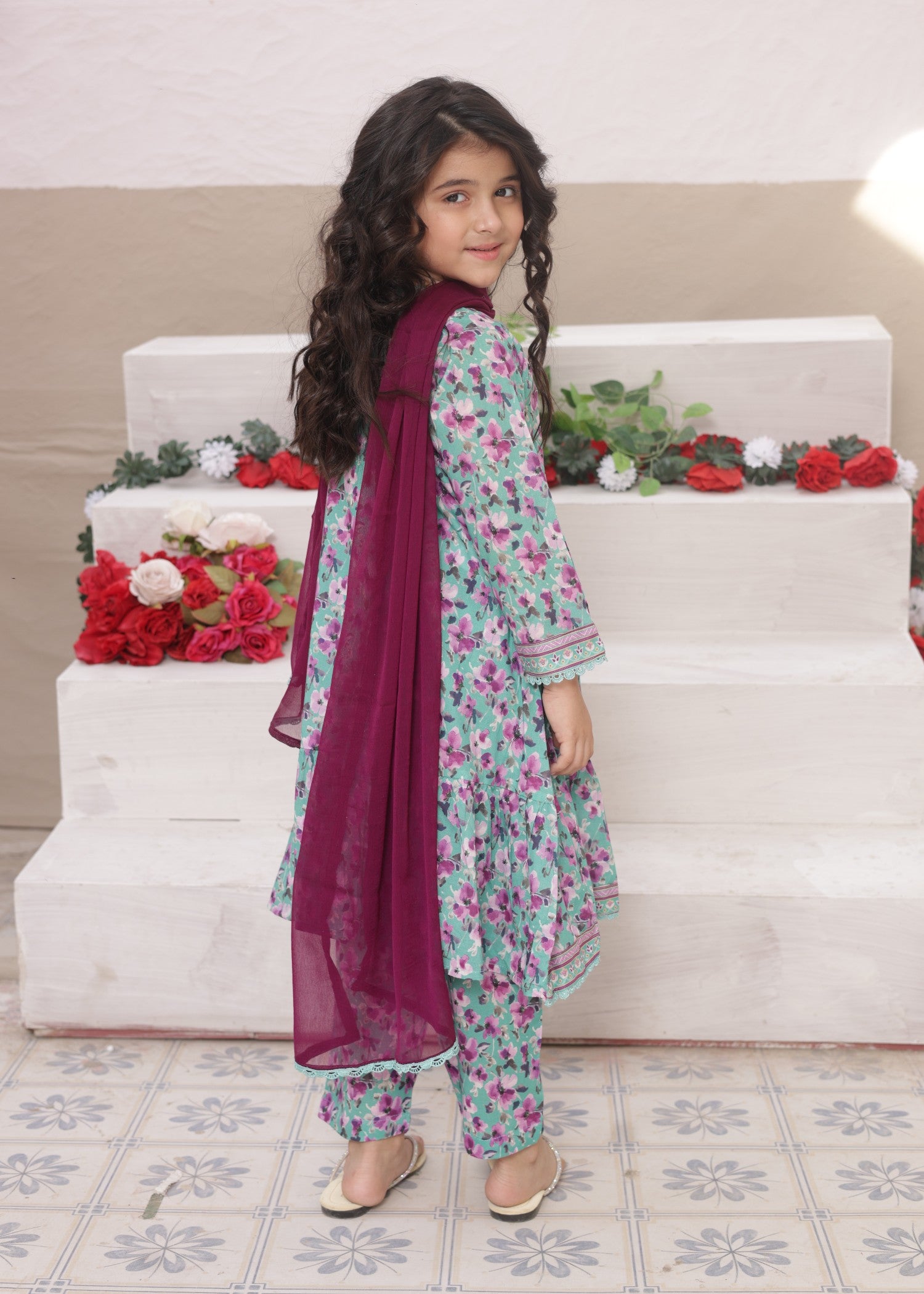 lawn Pishwas in Parrot green