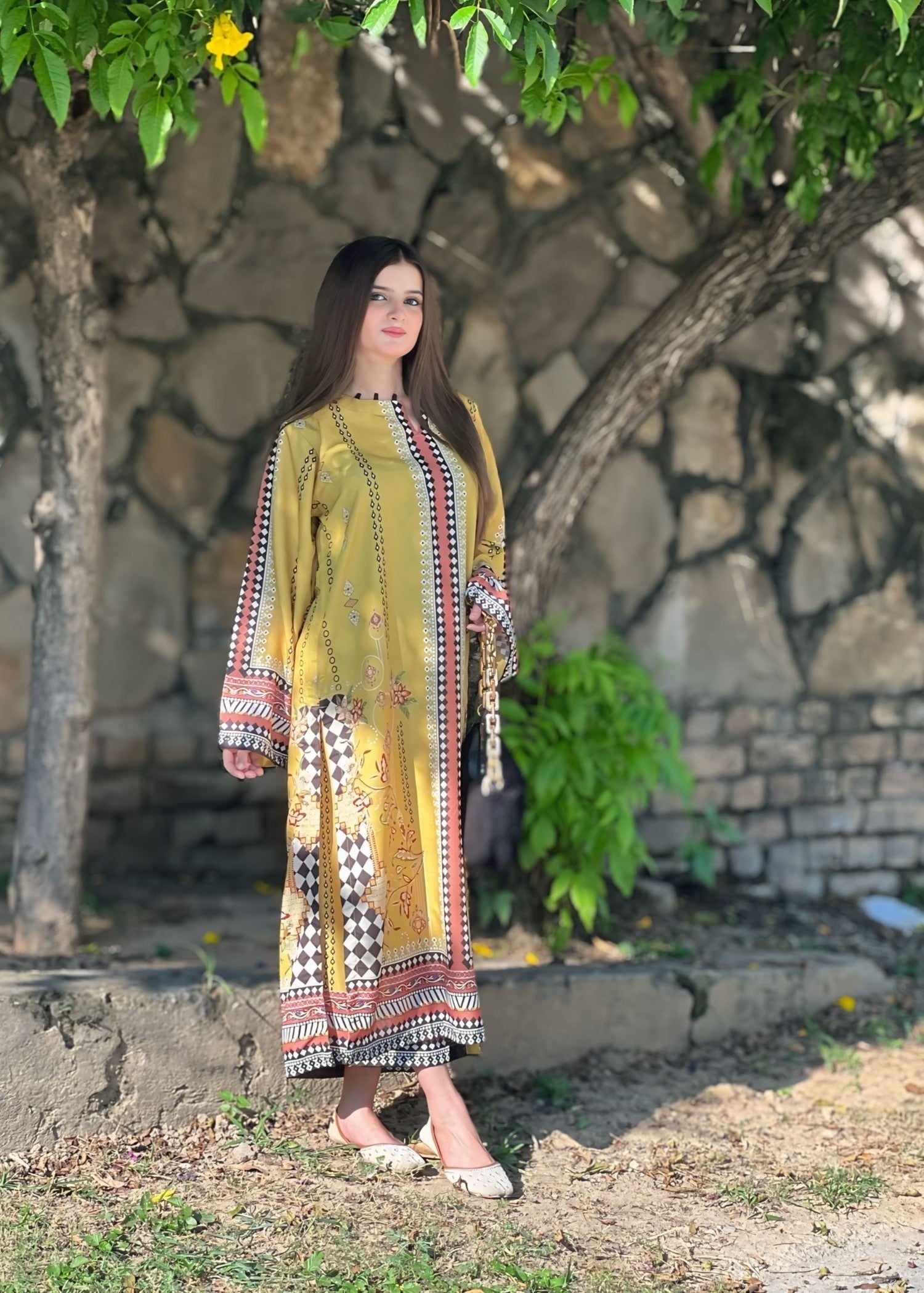 poly lawn Co Ord Sets in Mustard