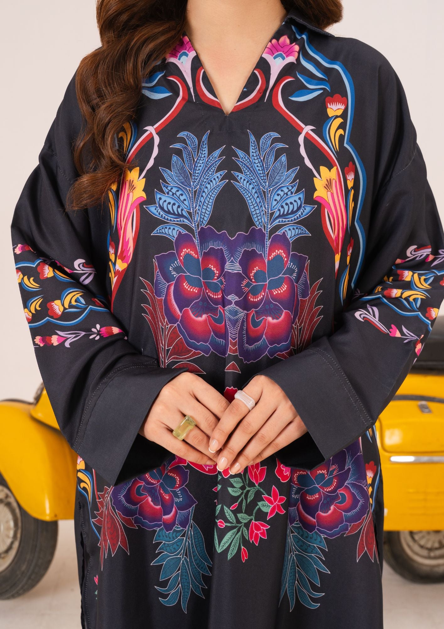 arabic lawn Kurta Set in Midnight blue