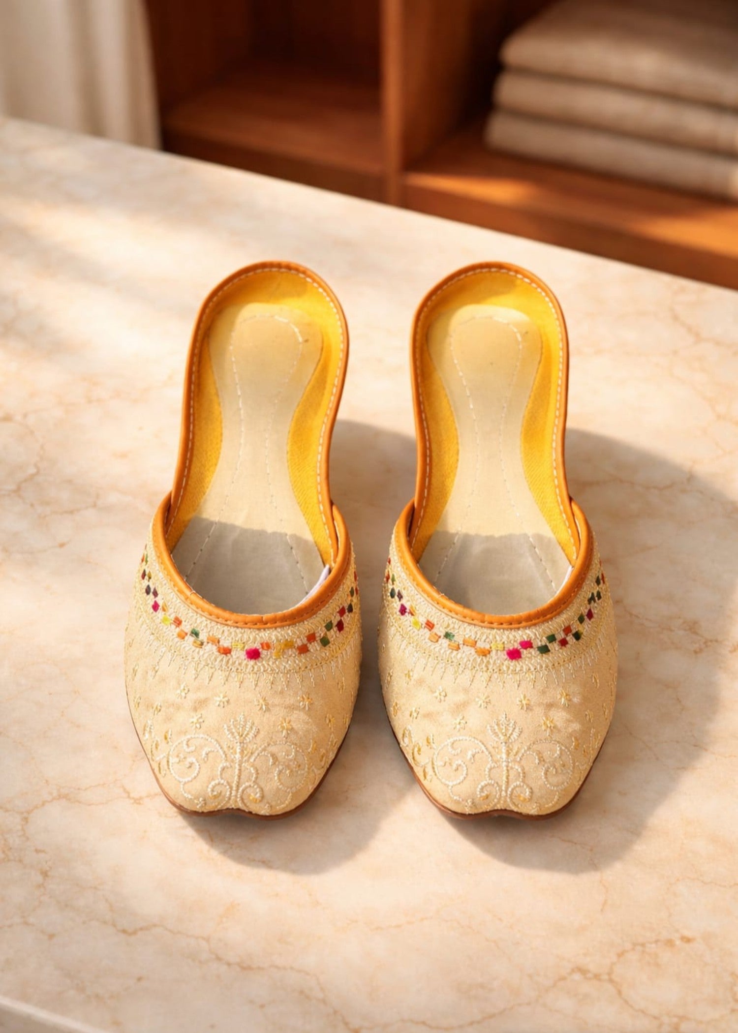 Khussa in Cream by - High Quality Women Khussa QNS2663