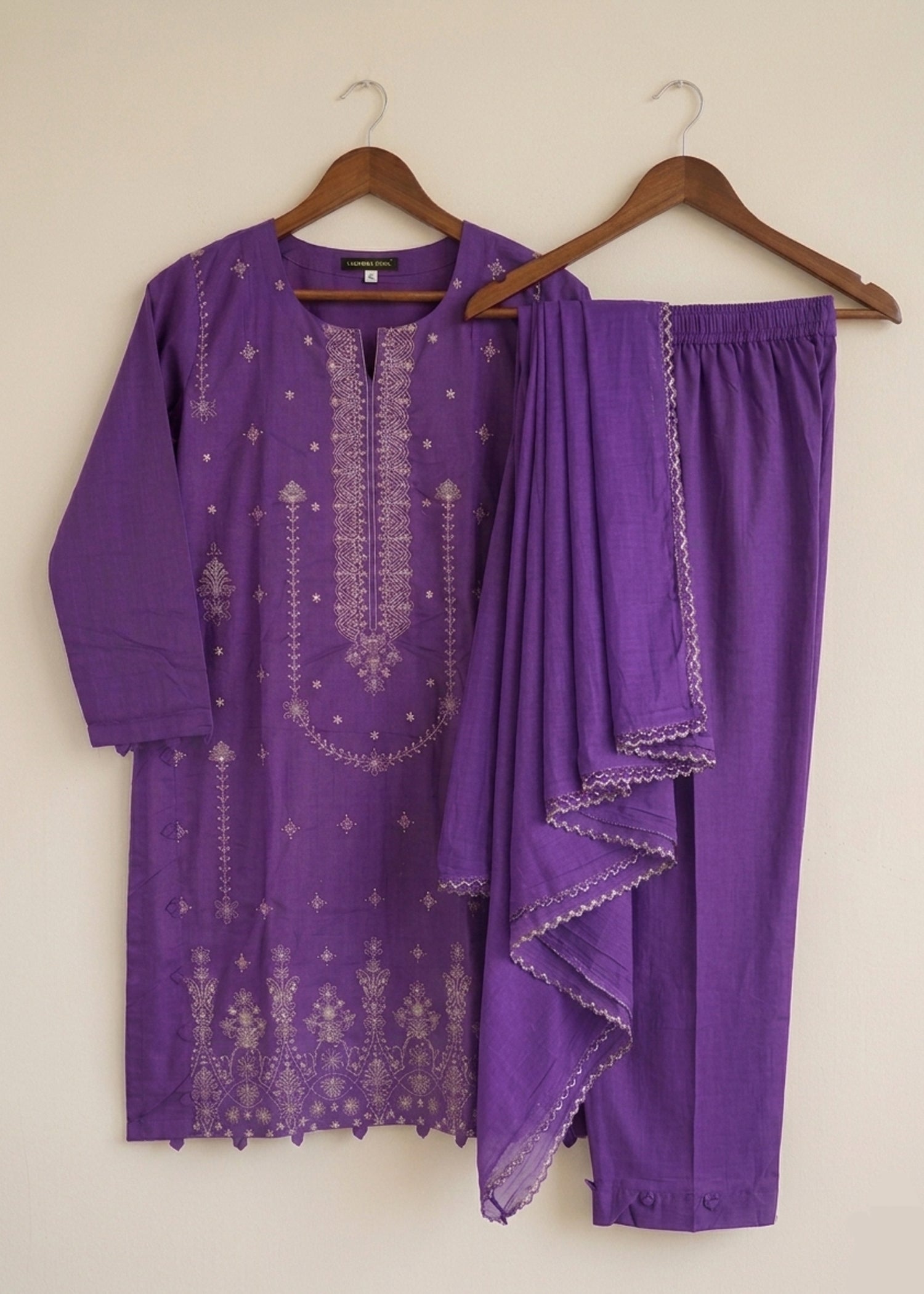 lawn Kurta Set in Purple rain