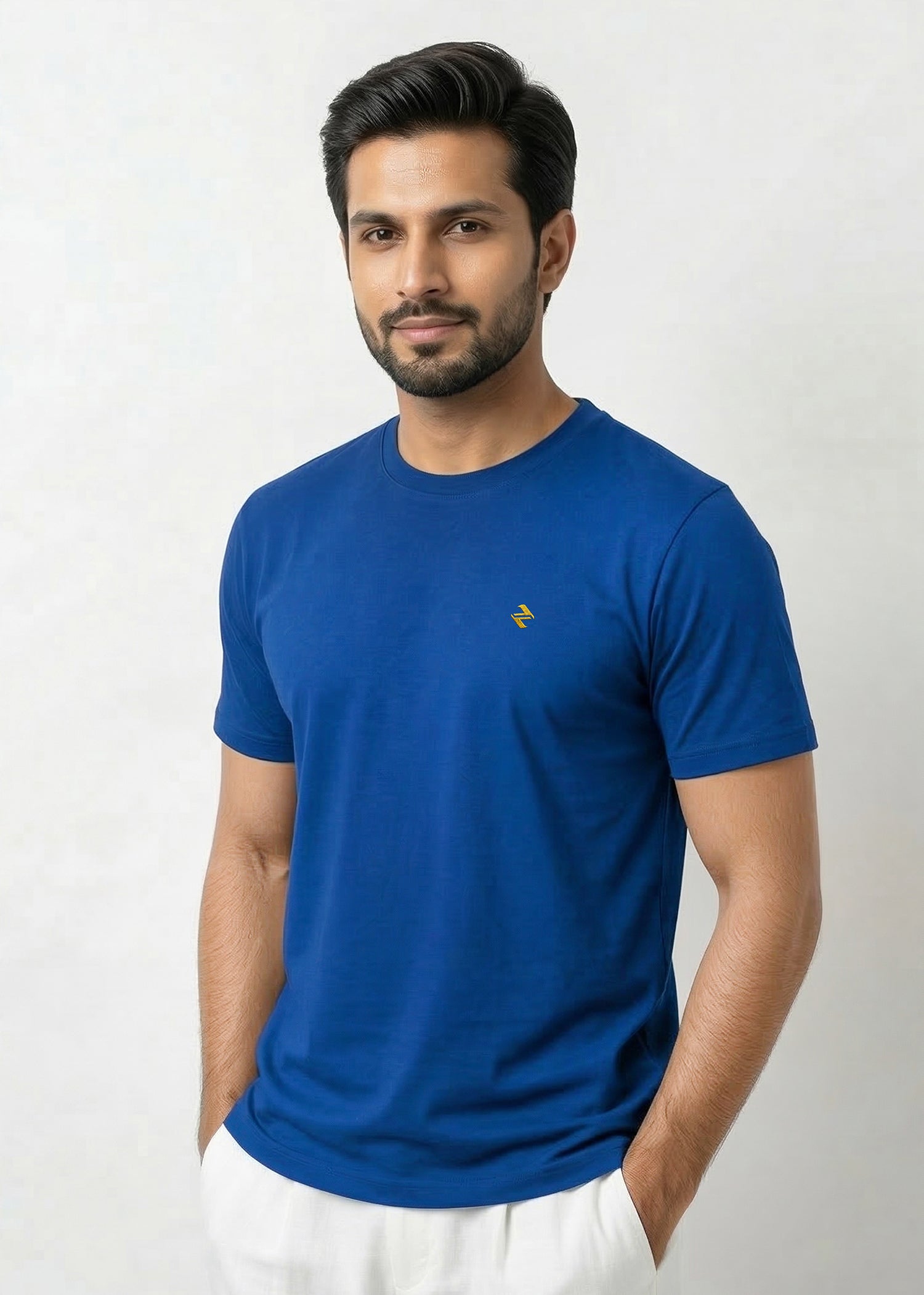 cotton jersey T Shirt in Royal blue
